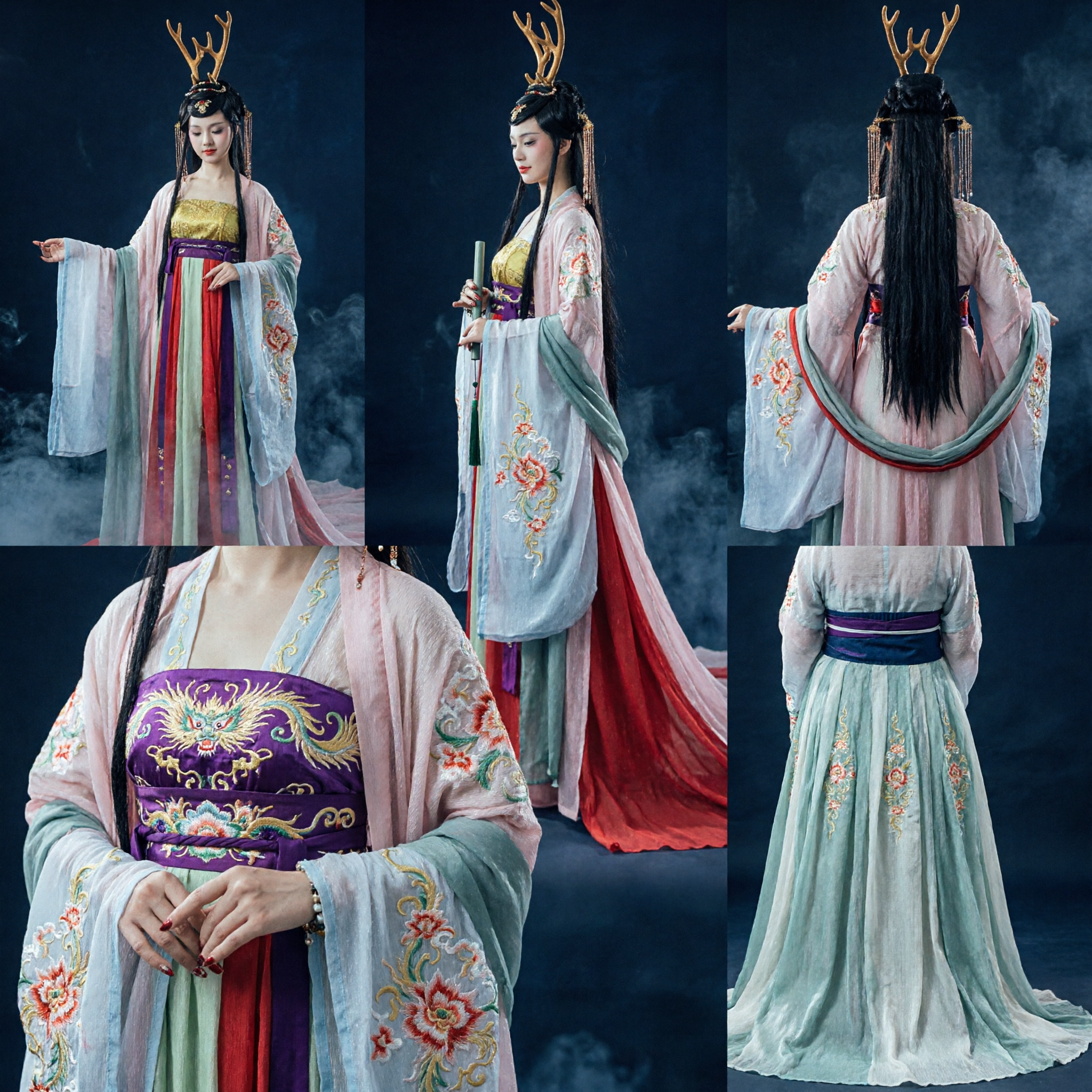 Starożytny chiński strój hanfu Córki Smoka, tradycyjna suknia wróżki z dynastii Tang dla kobiet na cosplay i występy - Asian Costume