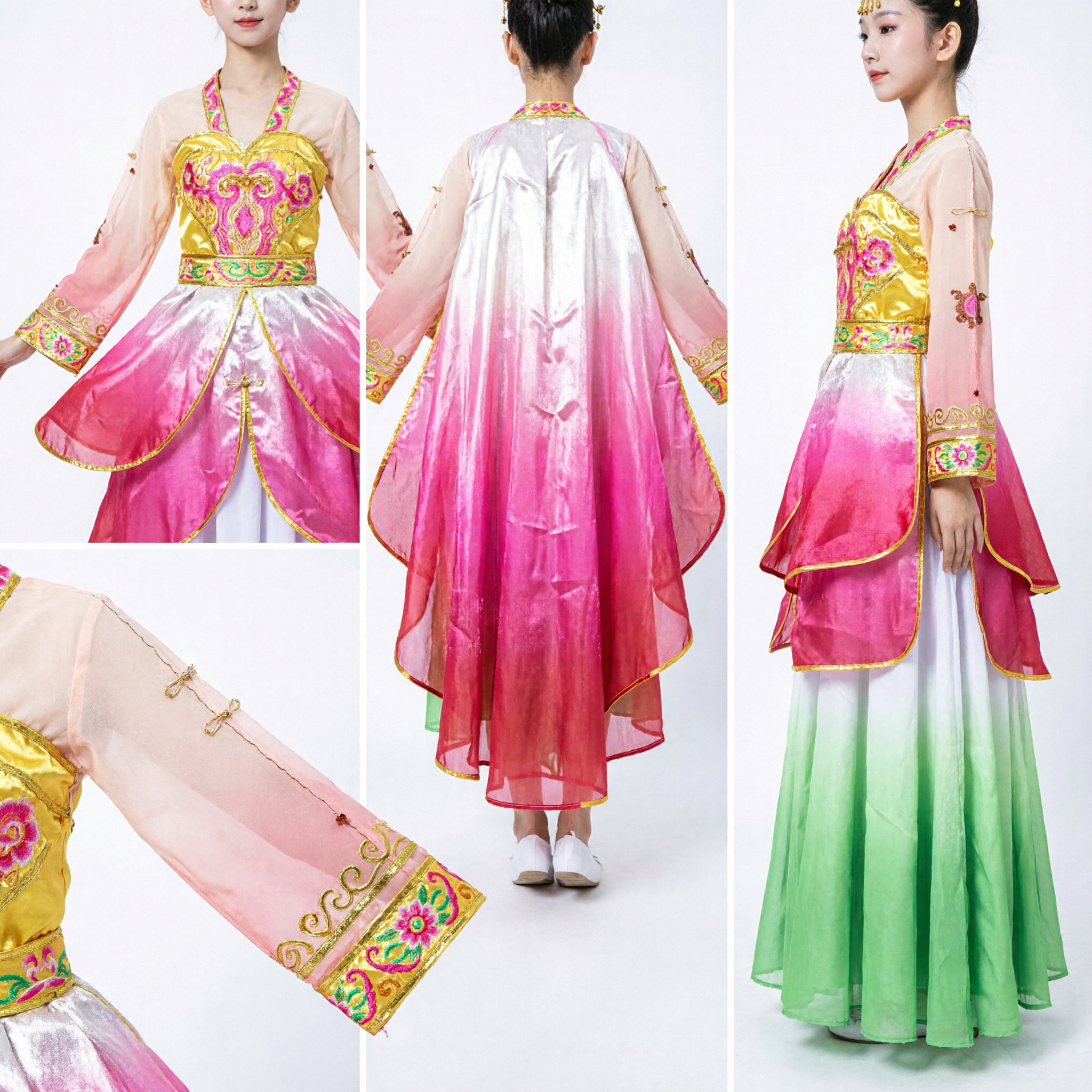 Traditionelles chinesisches Tanzkostüm für Kinder Rosa Lotusblütenkleid Bühnenperformance-Outfit für Mädchen - Asian Costume