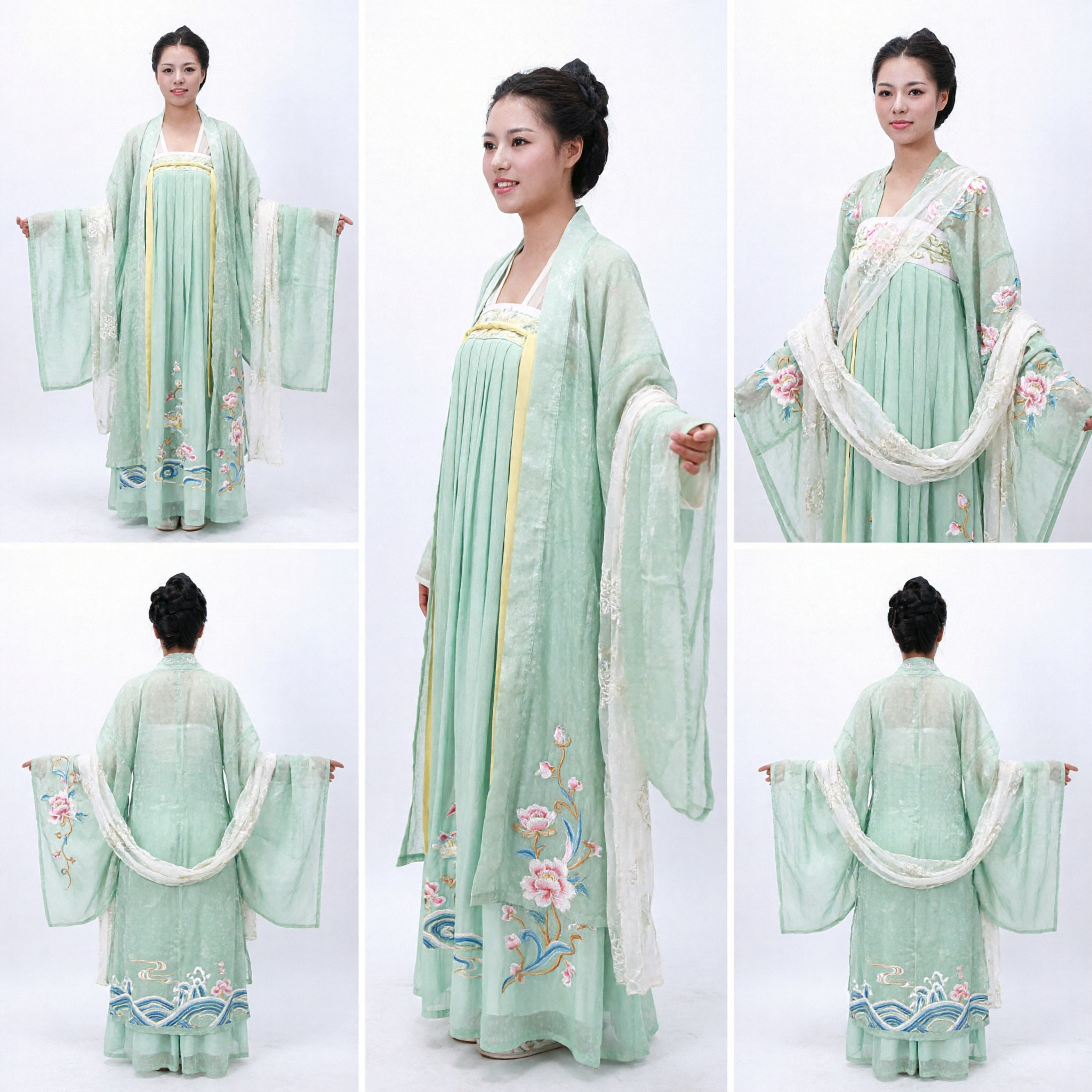 Elegante Hanfu Verde Traje Tradicional Chino Antiguo Vestido Ruqun de la Dinastía Tang para Cosplay de Mujer - Asian Costume