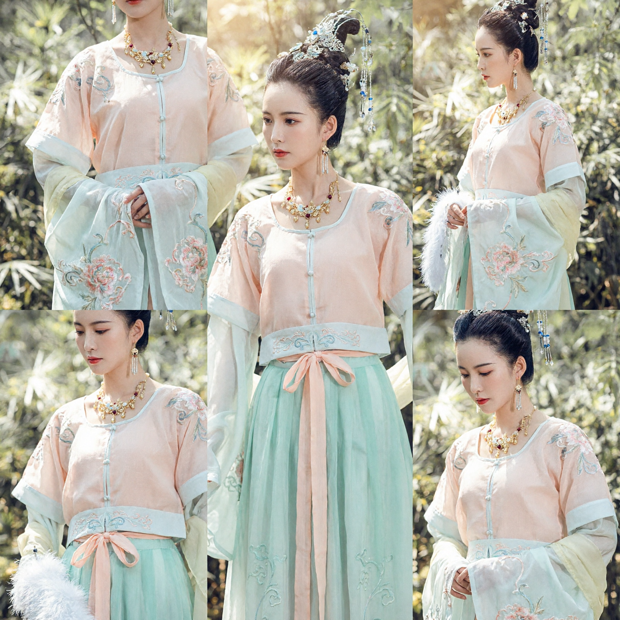 Traditionelles chinesisches Tang-Dynastie Hanfu-Kostüm für Damen Antikes Feenkleid Besticktes Oberteil und Rock-Set - Asian Costume