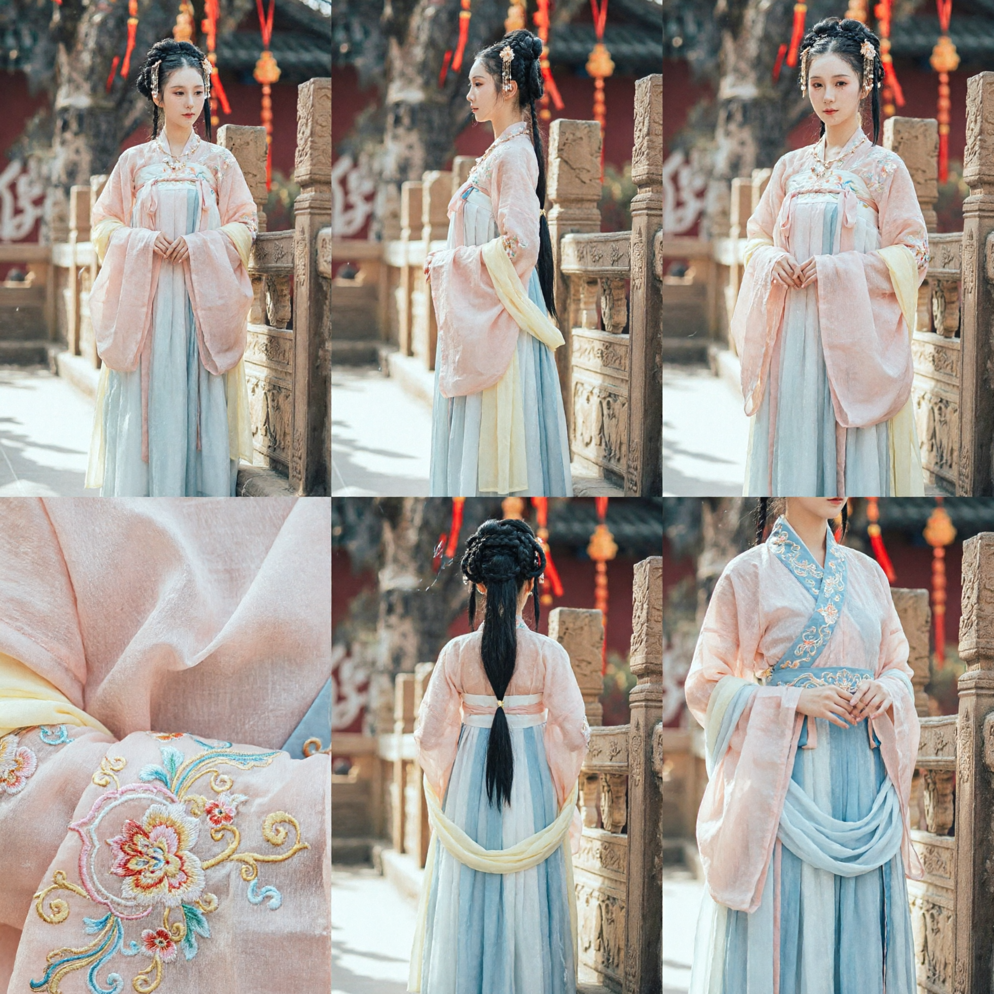 고대 중국 당나라 한푸 의상 여성 핑크 선녀 드레스 전통 공주 의상 촬영 및 코스프레 - Asian Costume