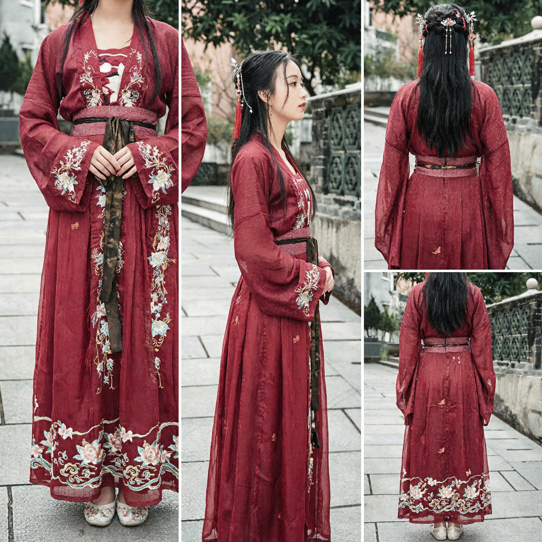 Elegant Traditioneel Chinese Hanfu Rood Geborduurde Jurk Oud Kostuum voor Vrouwen Cosplay Fotografie - Asian Costume