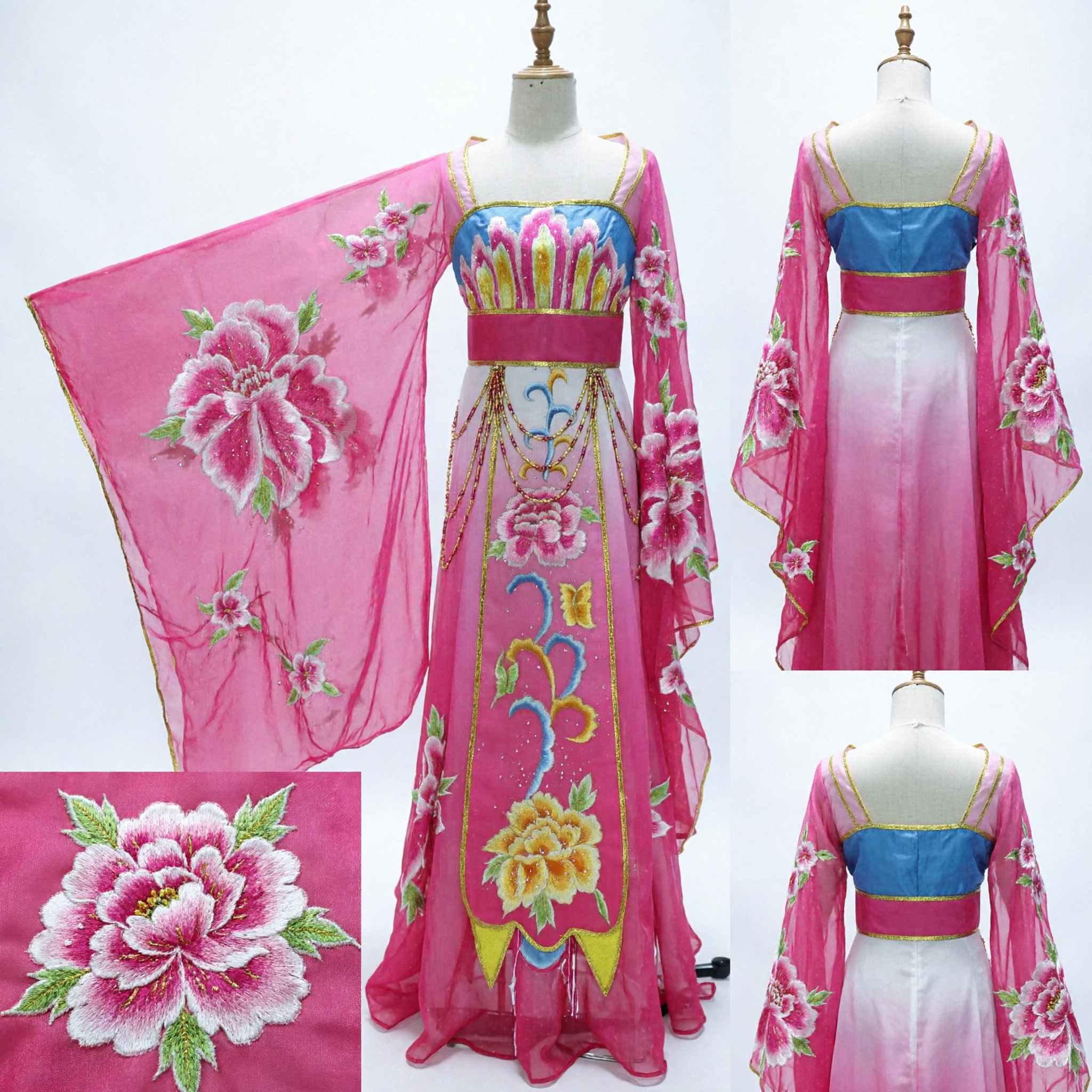 Pinkfarbenes antikes chinesisches Hanfu-Kleid für Frauen Traditionelles Tang-Dynastie-Palastdamenkostüm für Bühnenauftritte - Asian Costume