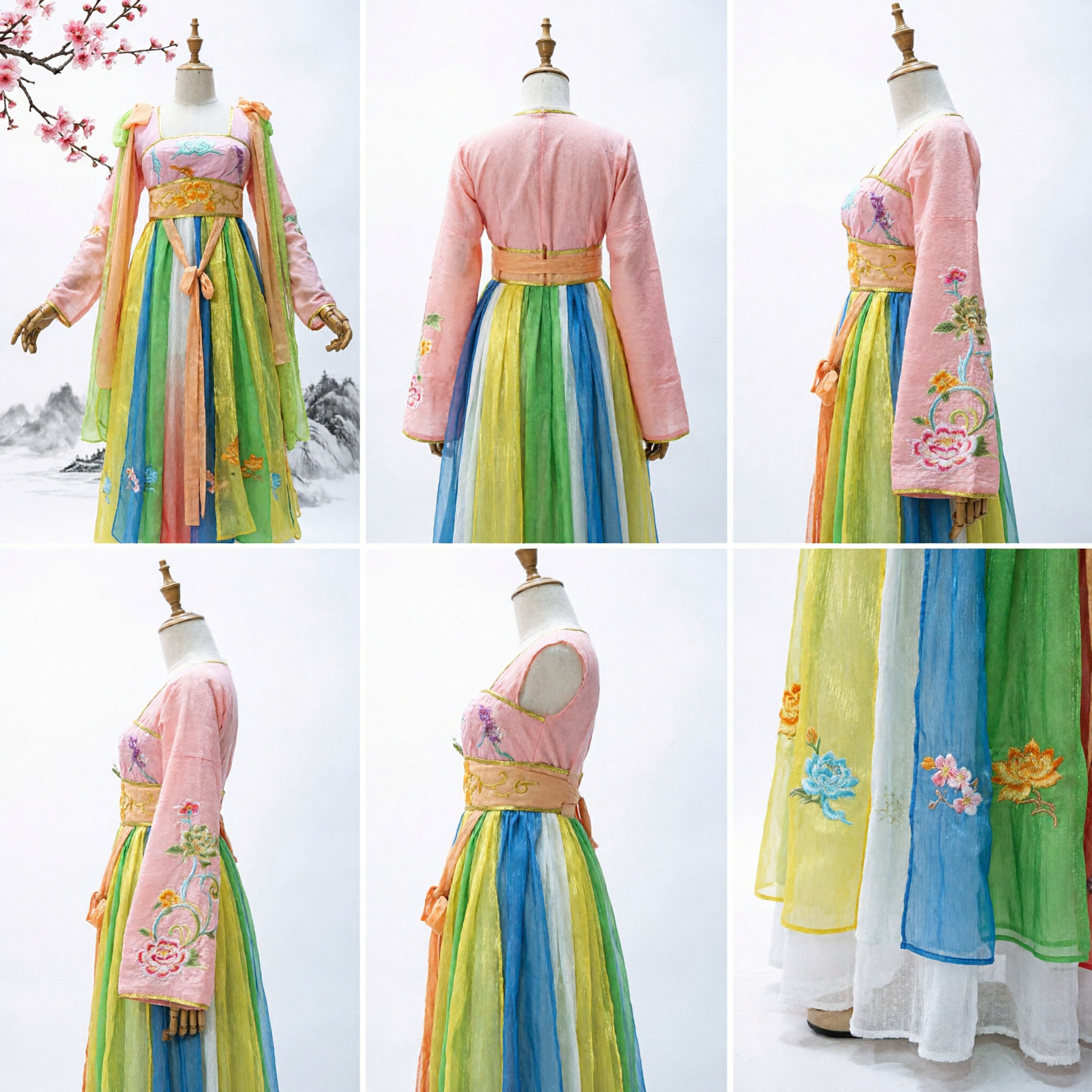 Costume da principessa fata antico cinese della dinastia Tang Hanfu colorato, abito tradizionale ricamato per donne per performance sul palco - Asian Costume