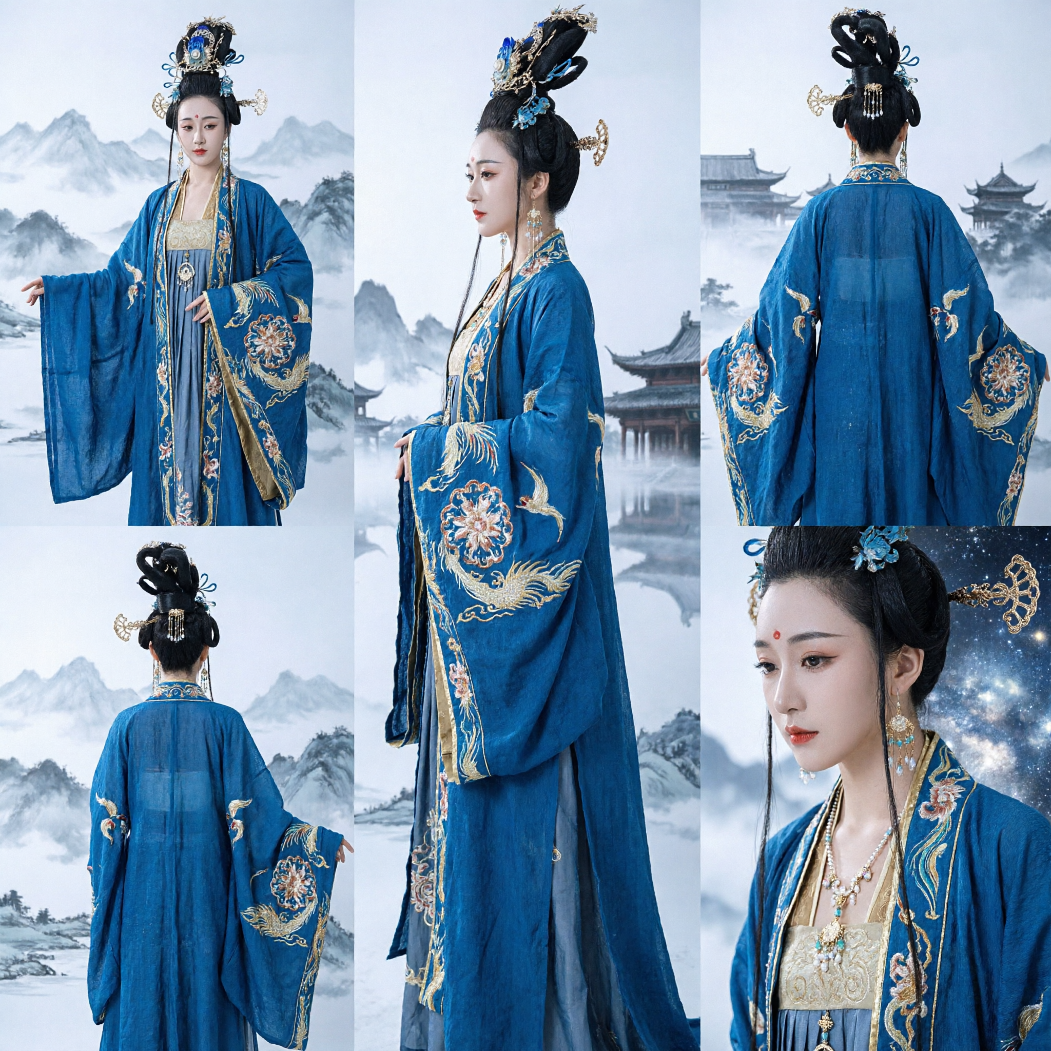 Traje Tradicional Chino Hanfu Azul Real Vestido de Hada Diosa de la Dinastía Tang para Mujer Cosplay y Presentaciones - Asian Costume