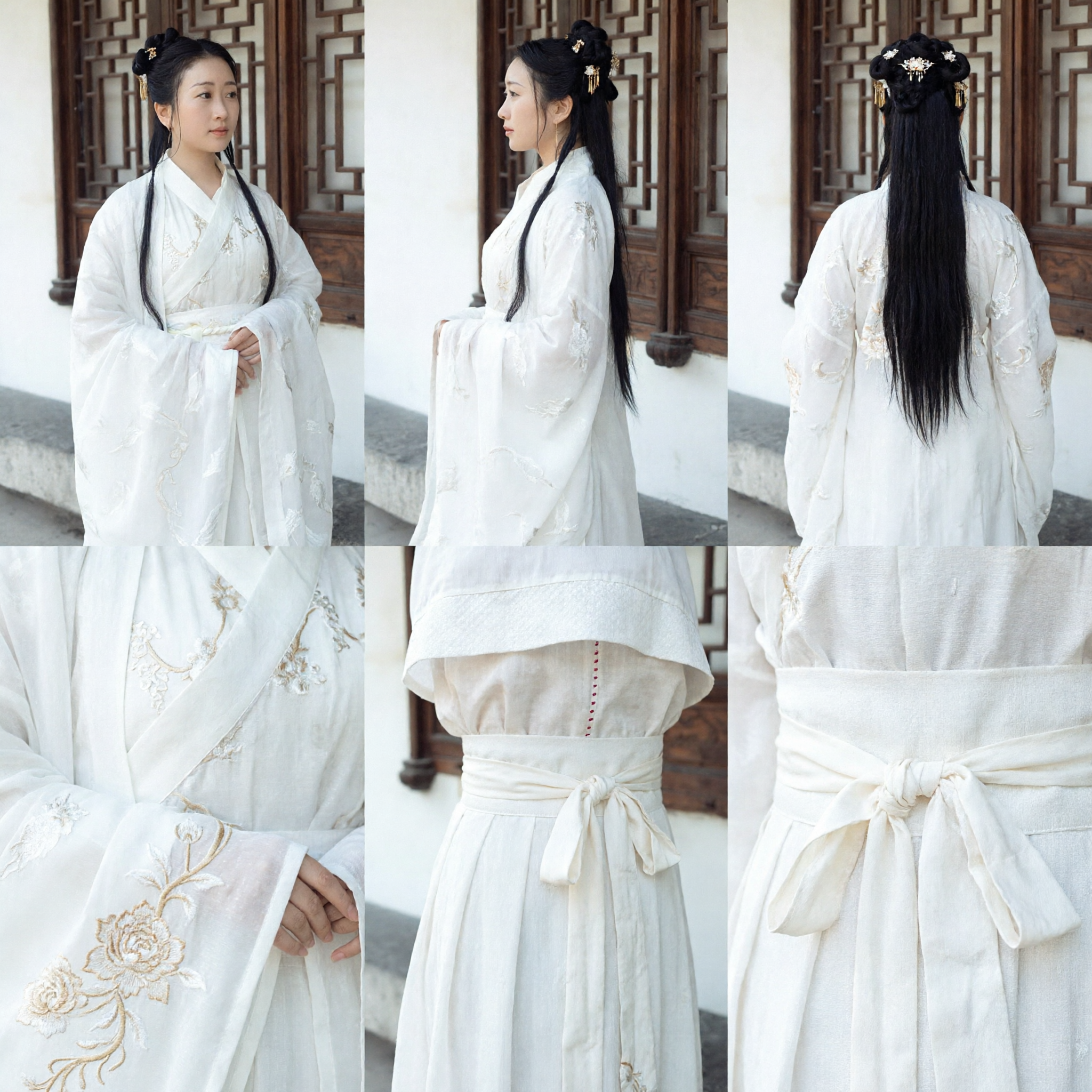 Robe Tradicional Chinês Hanfu Branco Bordado, Traje de Fada Antigo para Mulheres, Performance Cultural - Asian Costume