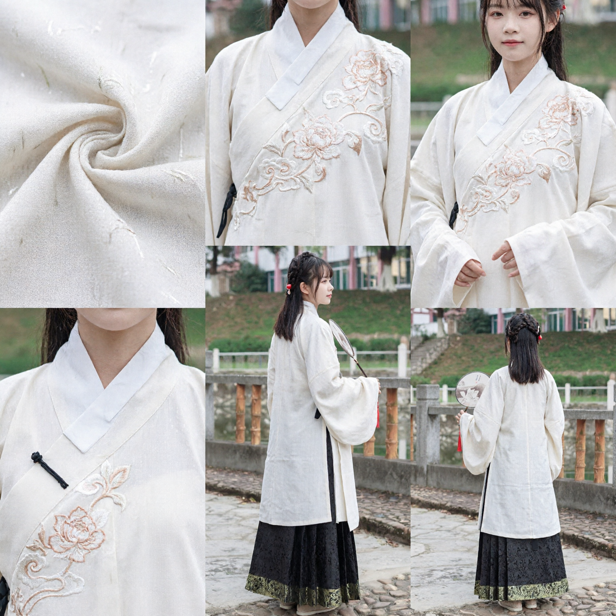 Elegante Set Tradizionale Hanfu Cinese Dinastia Ming Top Bianco Ru e Gonna Nera Mamianqun per Donne Eventi Culturali - Asian Costume