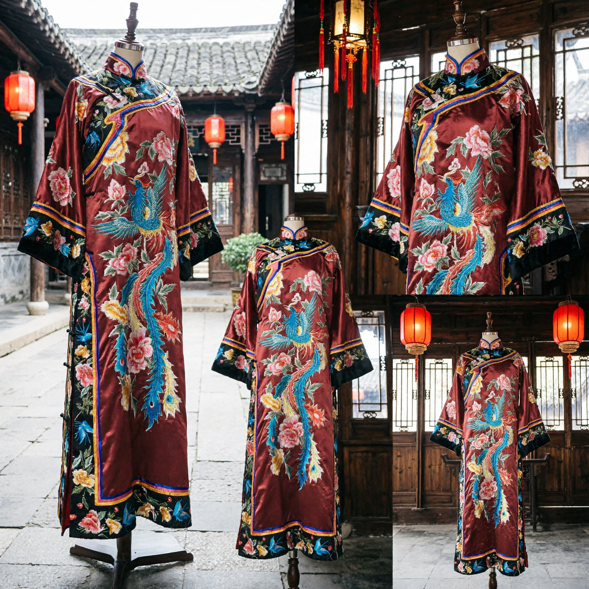 Traje de Emperatriz de la Dinastía Qing Tradicional China Túnica Roja Bordada con Fénix Vestido Antiguo de Princesa para Mujer - Asian Costume