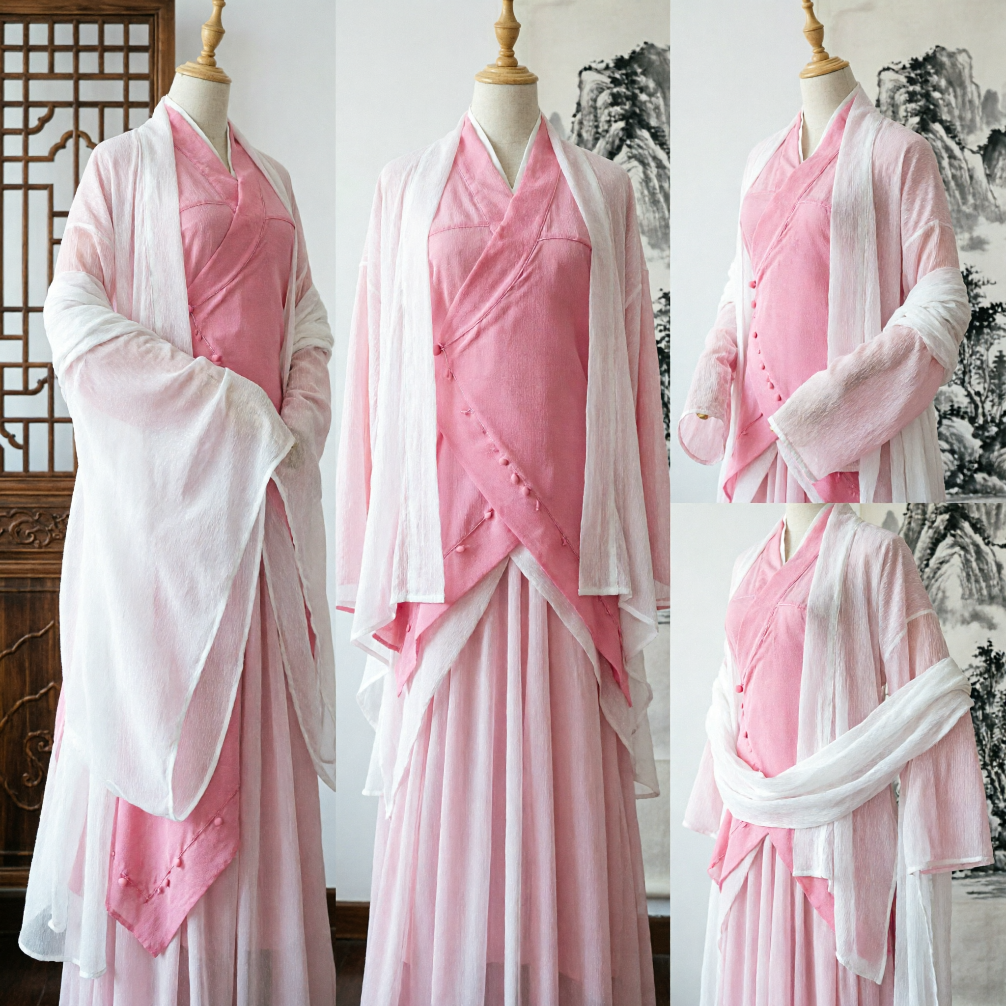 Traje Tradicional Chinês Hanfu, Vestido de Fada Rosa, Traje Antigo para Mulheres no Estilo da Dinastia Tang para Performance - Asian Costume