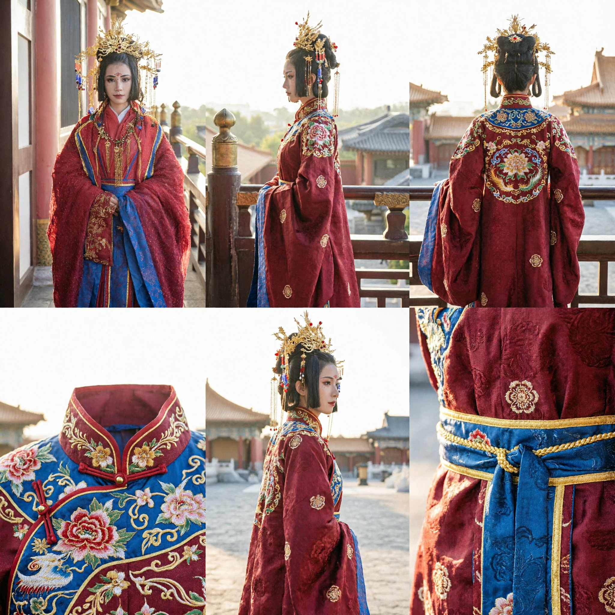 伝統的中国古代皇后婚礼衣装 赤漢服ロイヤルドレス 女性歴史コスプレ用 - Asian Costume