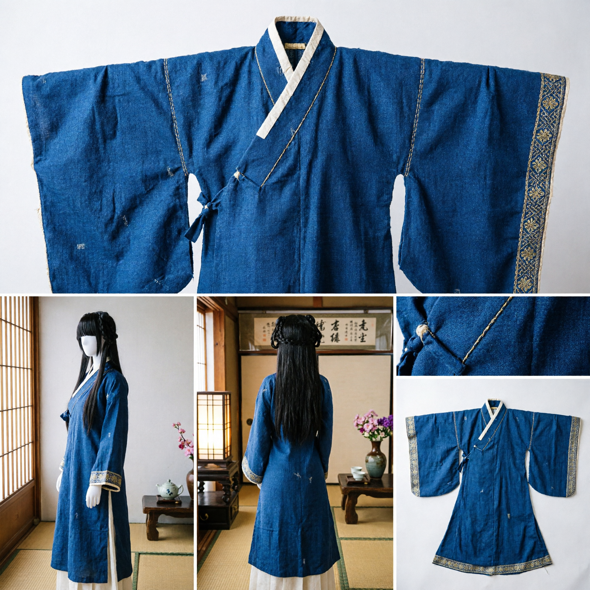 Традиционный китайский древний парик для костюма, длинные черные пучки с косами, накладные волосы ханьфу для женского косплея - Asian Costume