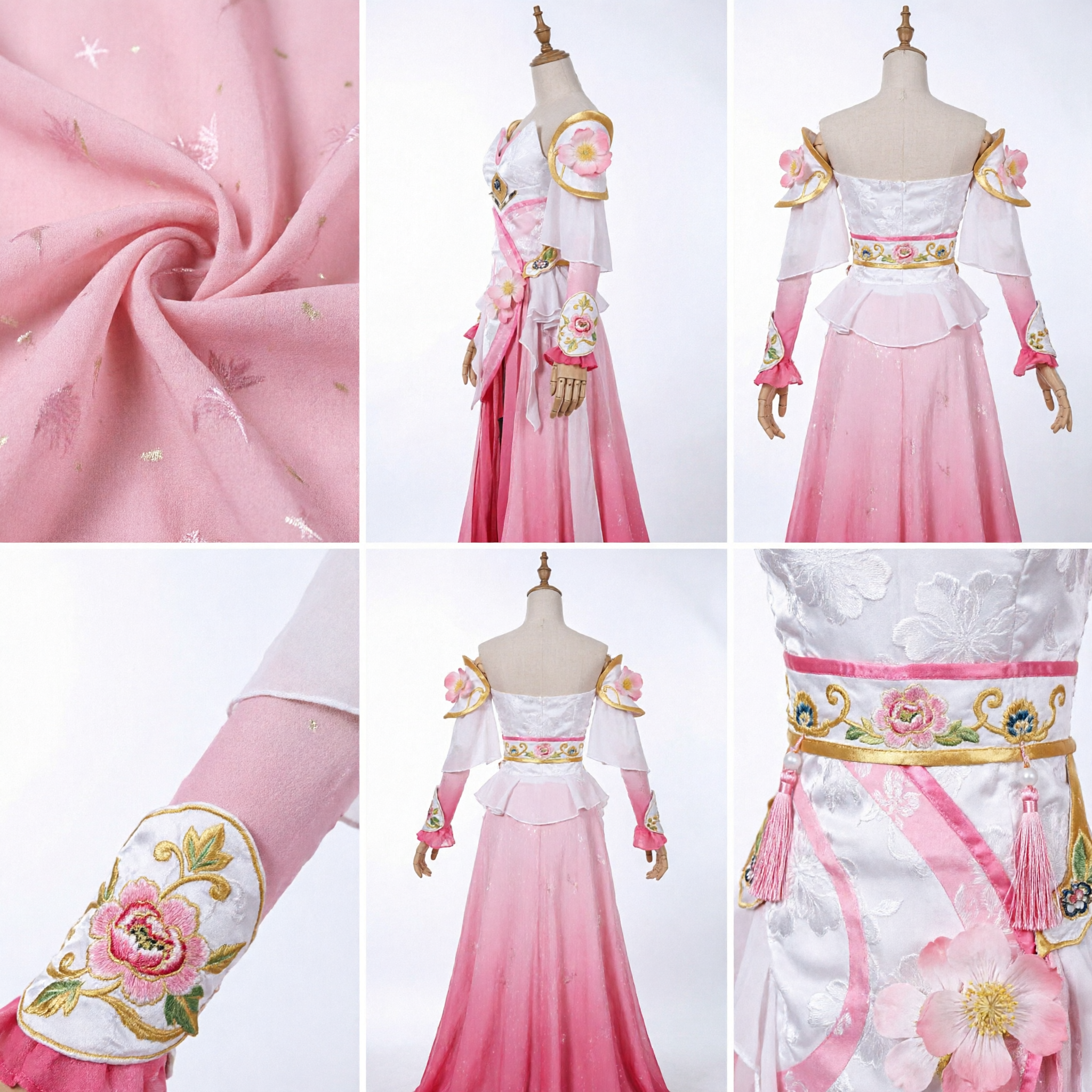 Honor of Kings Diao Chan Kostium Cosplay Różowy Gradient Hanfu Suknia dla Kobiet Postać z Gry - Asian Costume
