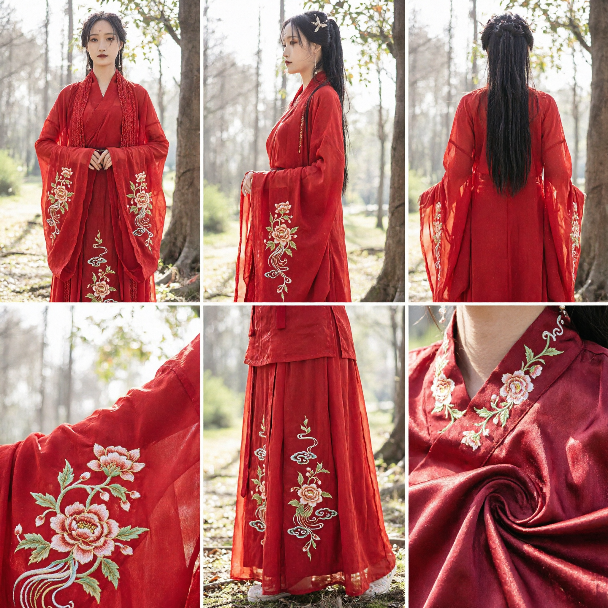 Rood Chinees Traditioneel Hanfu Kostuum Oude Wuxia Zwaardvechtster Vloeiende Gewaden voor Vrouwen Cosplay - Asian Costume
