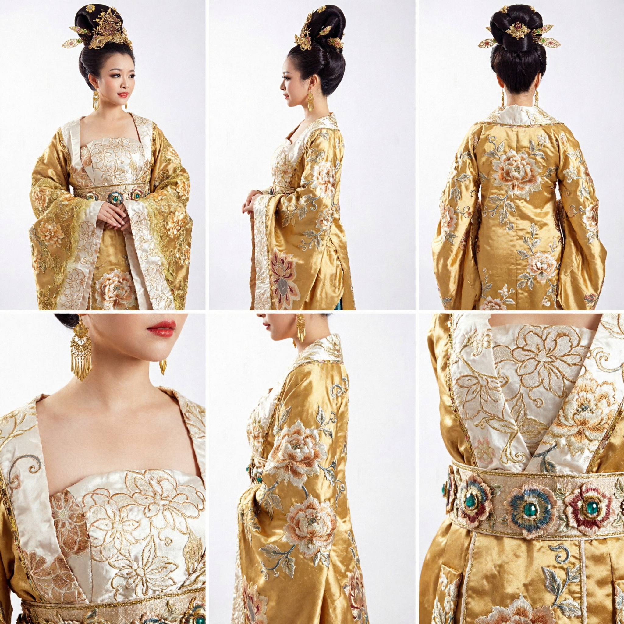 Traditionelles chinesisches Tang-Dynastie-Kaiserin-Kostüm, Goldbesticktes Hanfu-Kleid für Frauen-Fotografie und Aufführungen - Asian Costume