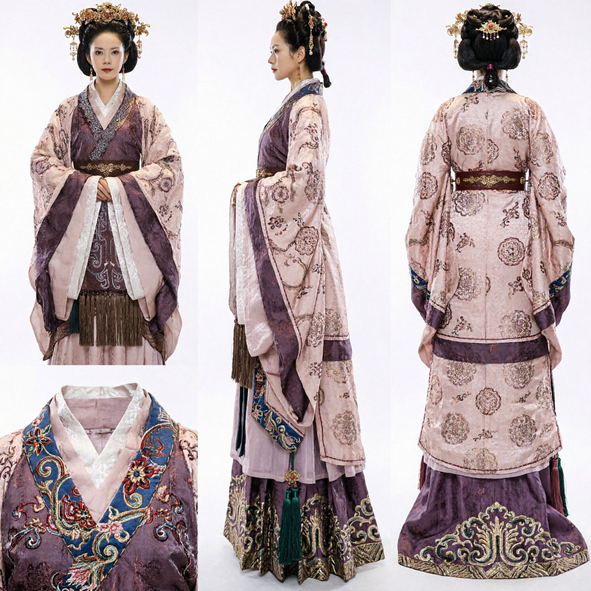 Antikes chinesisches Kaiserin-Kostüm, Traditionelles Hanfu, Violettes Blumenkleid für Frauen, Historisches Cosplay - Asian Costume