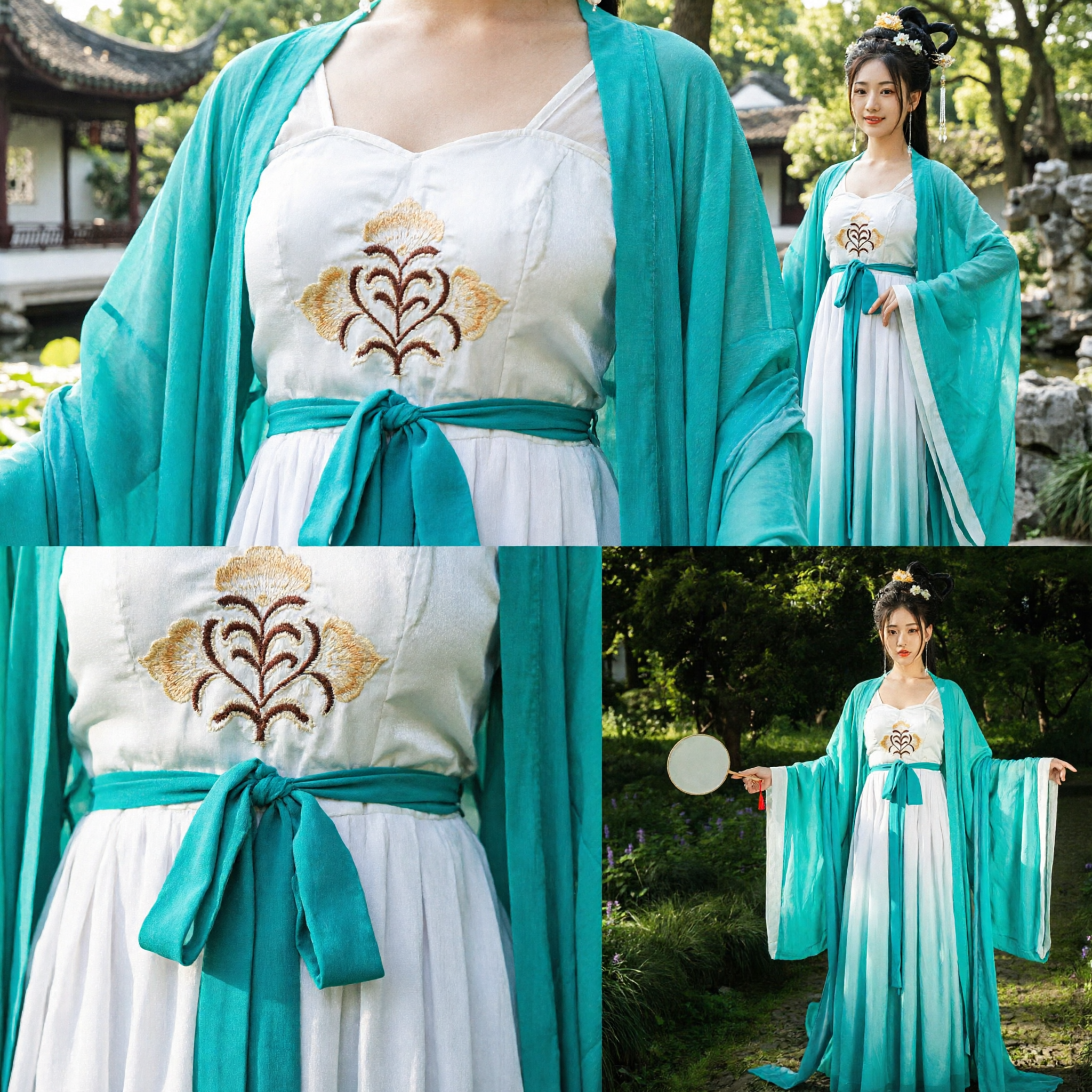 Traje Tradicional Chino Hanfu para Mujeres Vestido de Hada de la Dinastía Tang Ropa Antigua con Degradado Verde para Presentaciones - Asian Costume