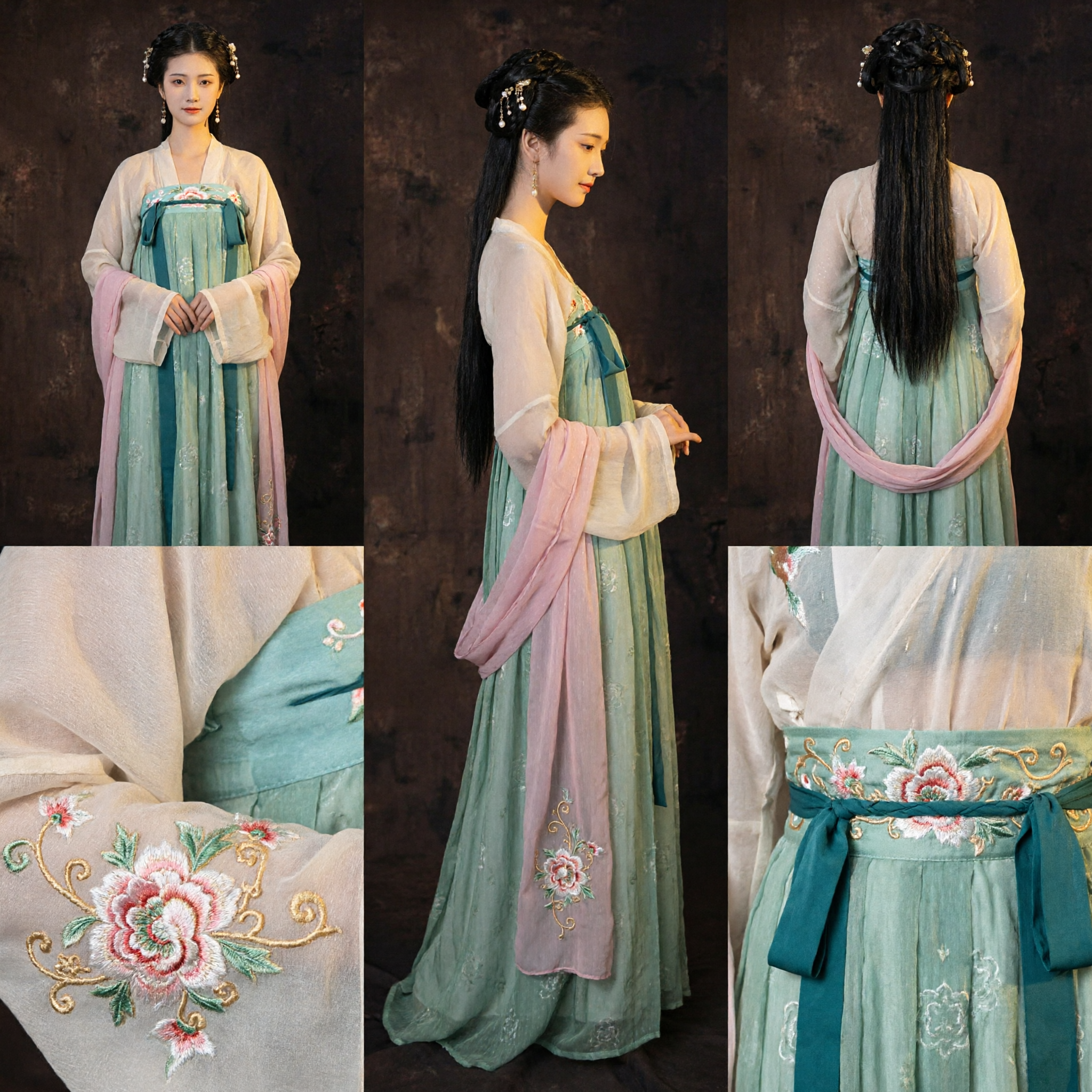 Costume Tradizionale Cinese Hanfu Abito da Fata Antico in Stile Dinastia Tang Veste Verde Sfumato per Donne Cosplay e Spettacoli - Asian Costume