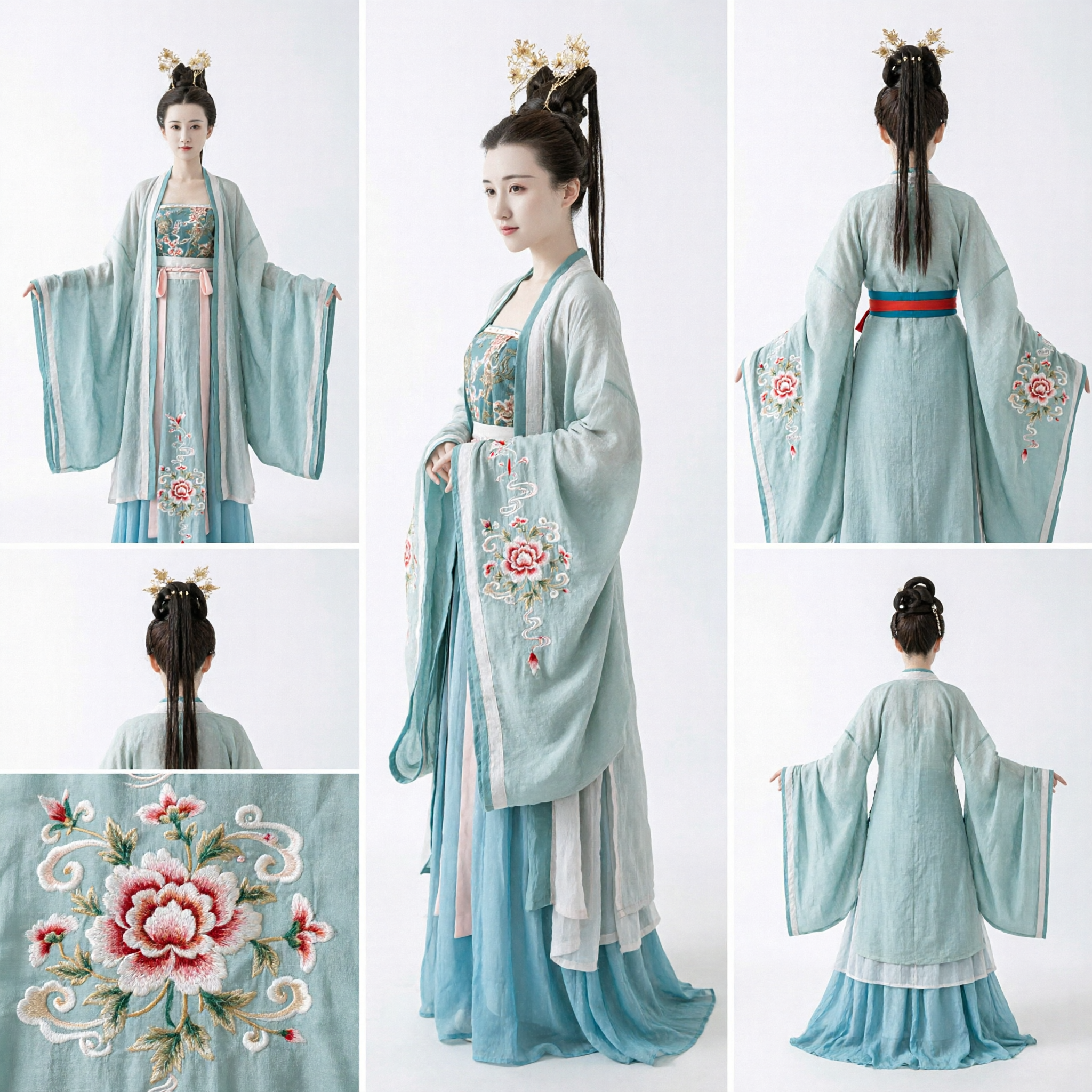 Elegante Abito Tradizionale Cinese Hanfu Blu Costume da Fata Antico per Donne Cosplay e Spettacoli - Asian Costume