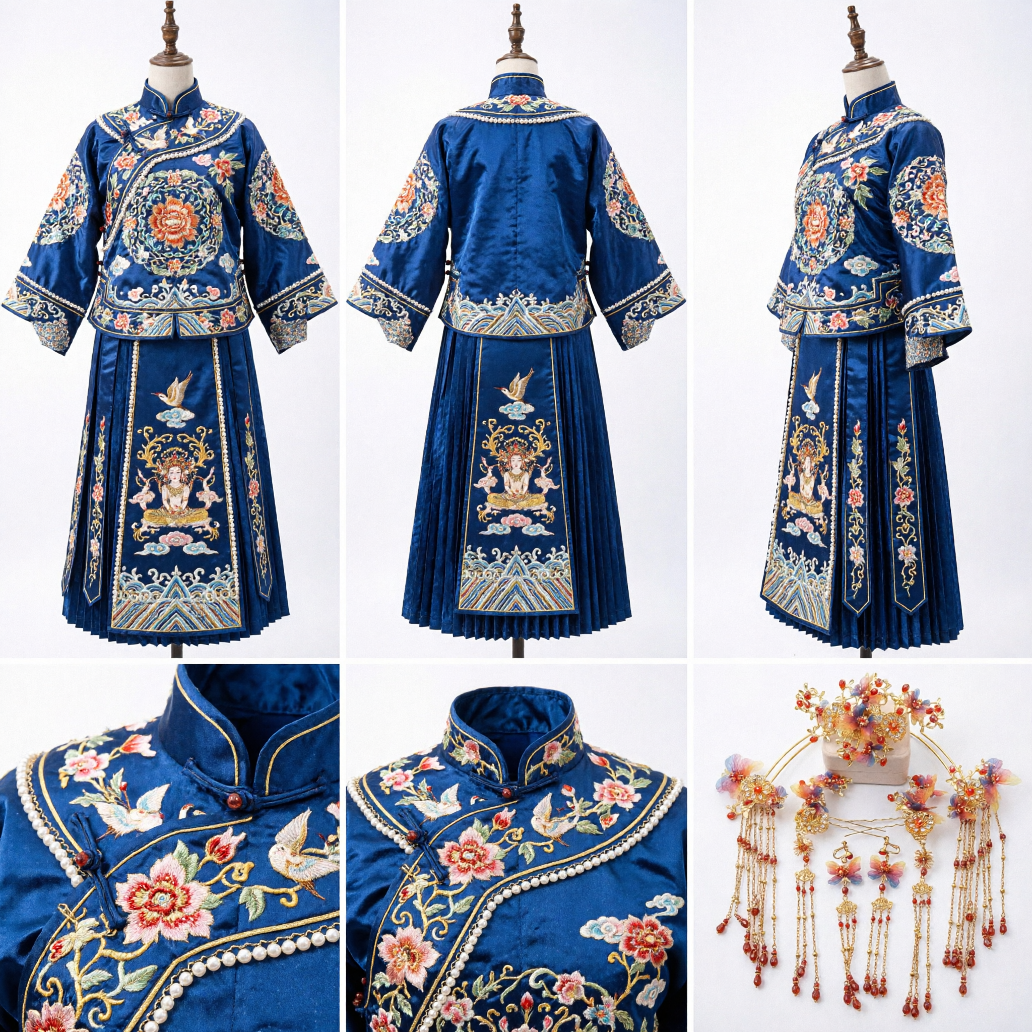 Traditional Chinese Phoenix Crown Hair Jewelry Set for Women Hanfu Wedding Bridal Gold Tassel Accessories - Asian Costume