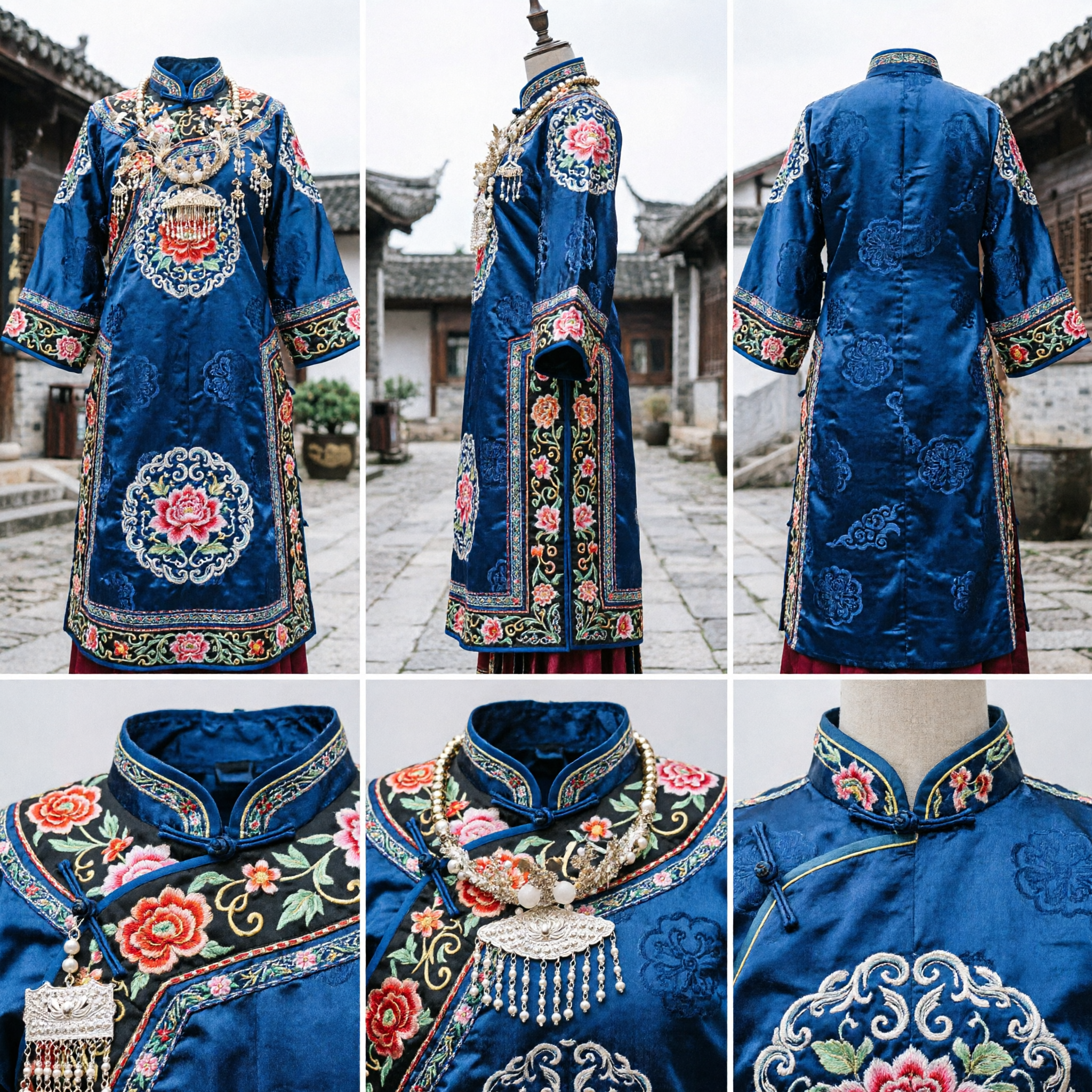 Set di Accessori per Capelli Nuziali Cinesi Tradizionali, Corona Antica con Farfalle e Perle, Gioielli per Copricapo Sposa Hanfu - Asian Costume
