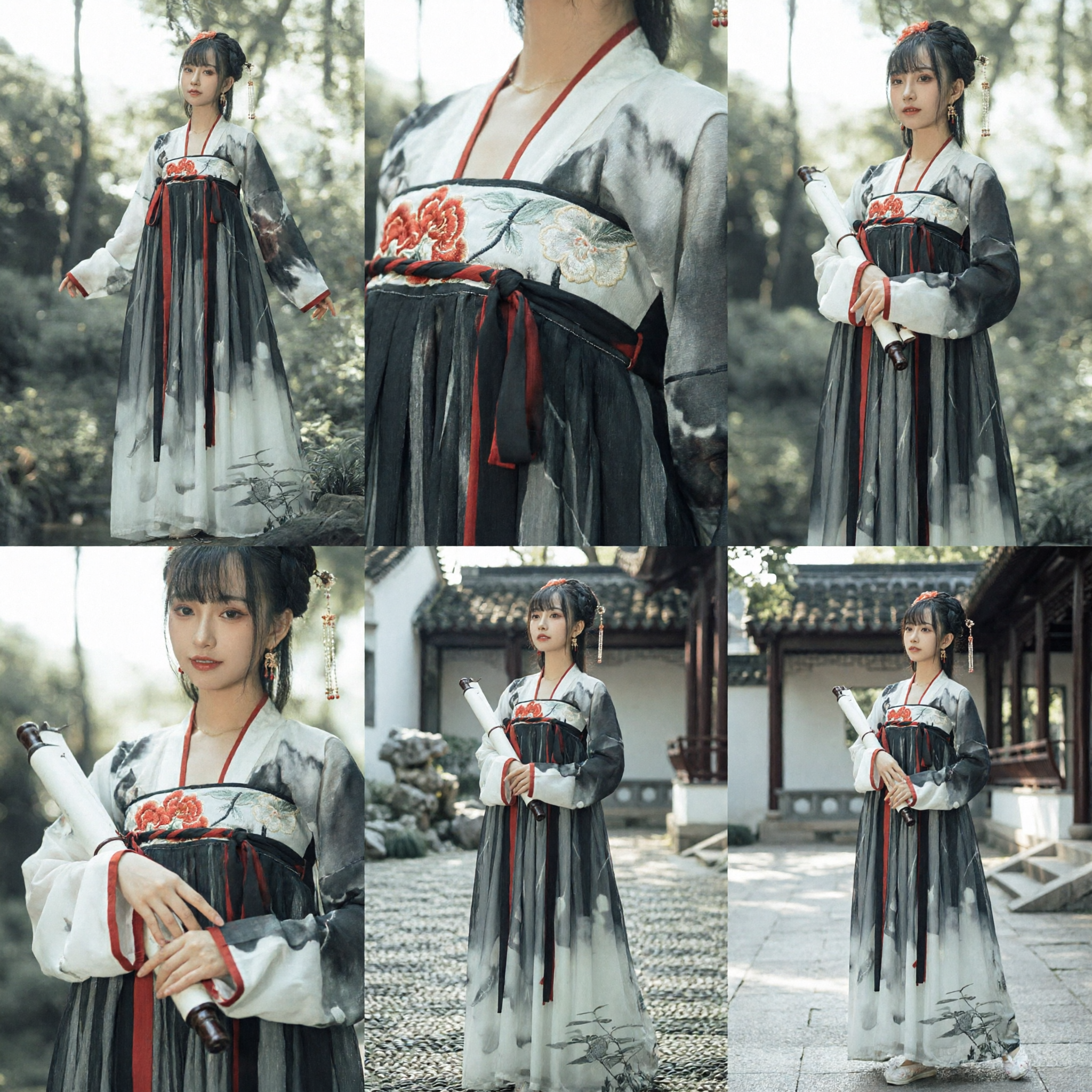 Vestido Hanfu Chinês Antigo com Pintura de Nanquim, Traje Estilo Dinastia Song para Mulheres e Cosplay - Asian Costume