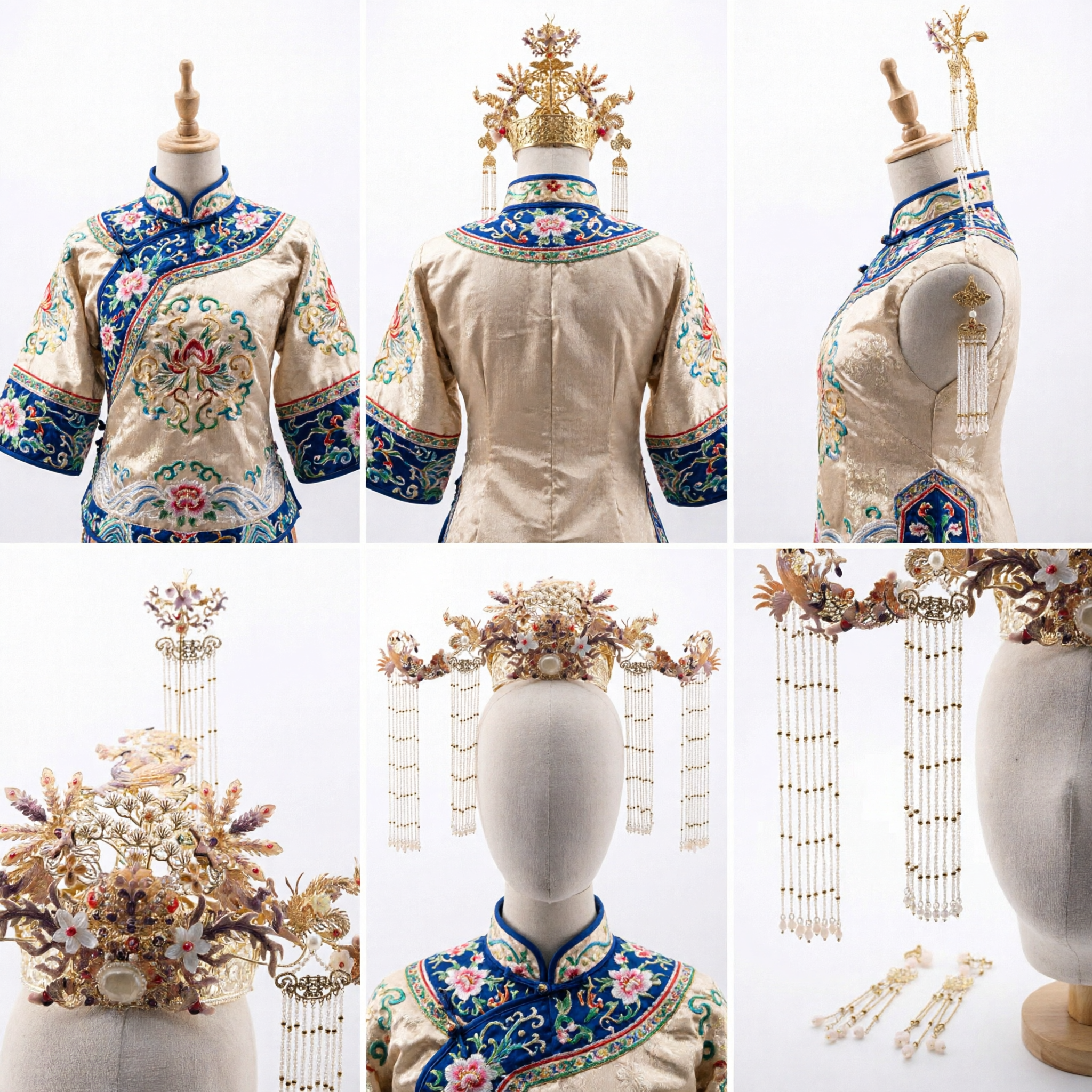 Accesorios para el Cabello Corona Fénix Dorada Tradicional China, Tocado Antiguo para Boda de Novia, Joyería para Traje Hanfu con Borlas - Asian Costume