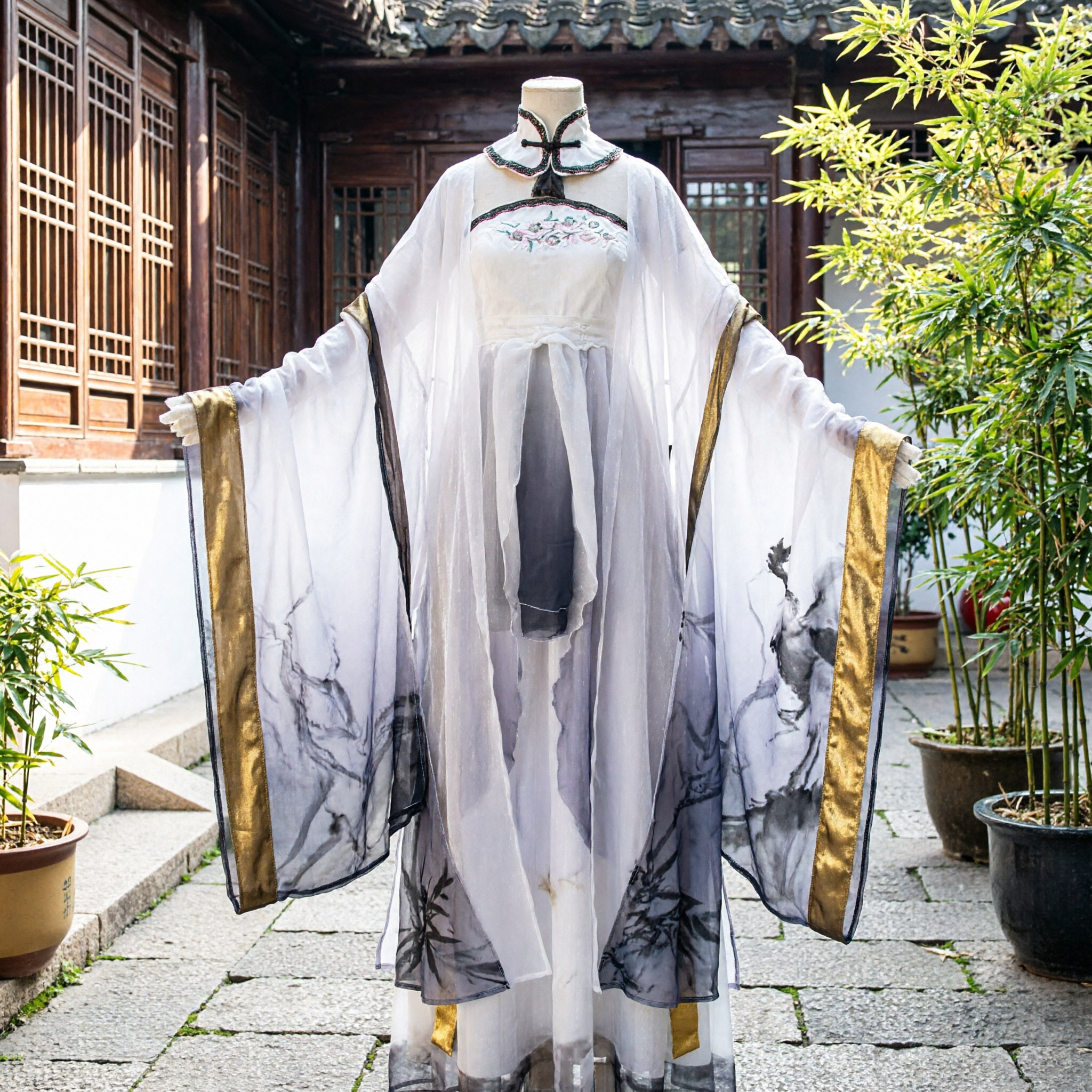 زي الهانفو التقليدي الصيني - رداء الجنية القديم بأكمام واسعة (فستان للعروض والكوزبلاي النسائي) - Asian Costume