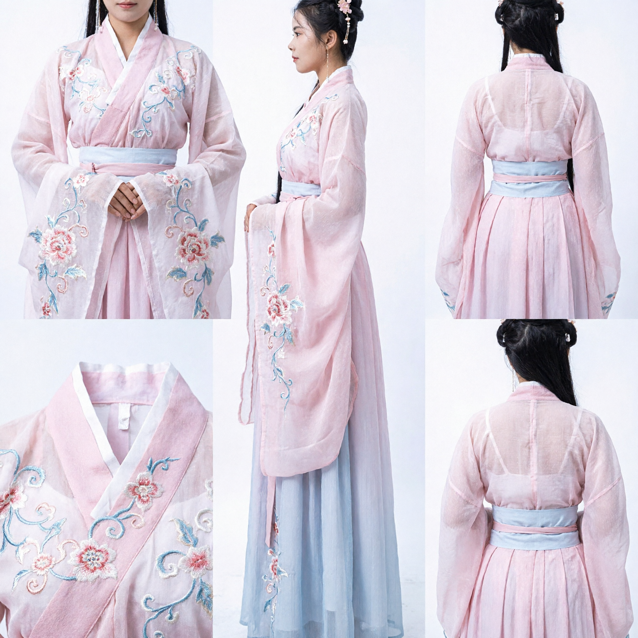 Traditionelles chinesisches rosa Hanfu-Kleid im antiken Tang-Dynastie-Stil Kostüm für Frauen Bühnenauftritt - Asian Costume