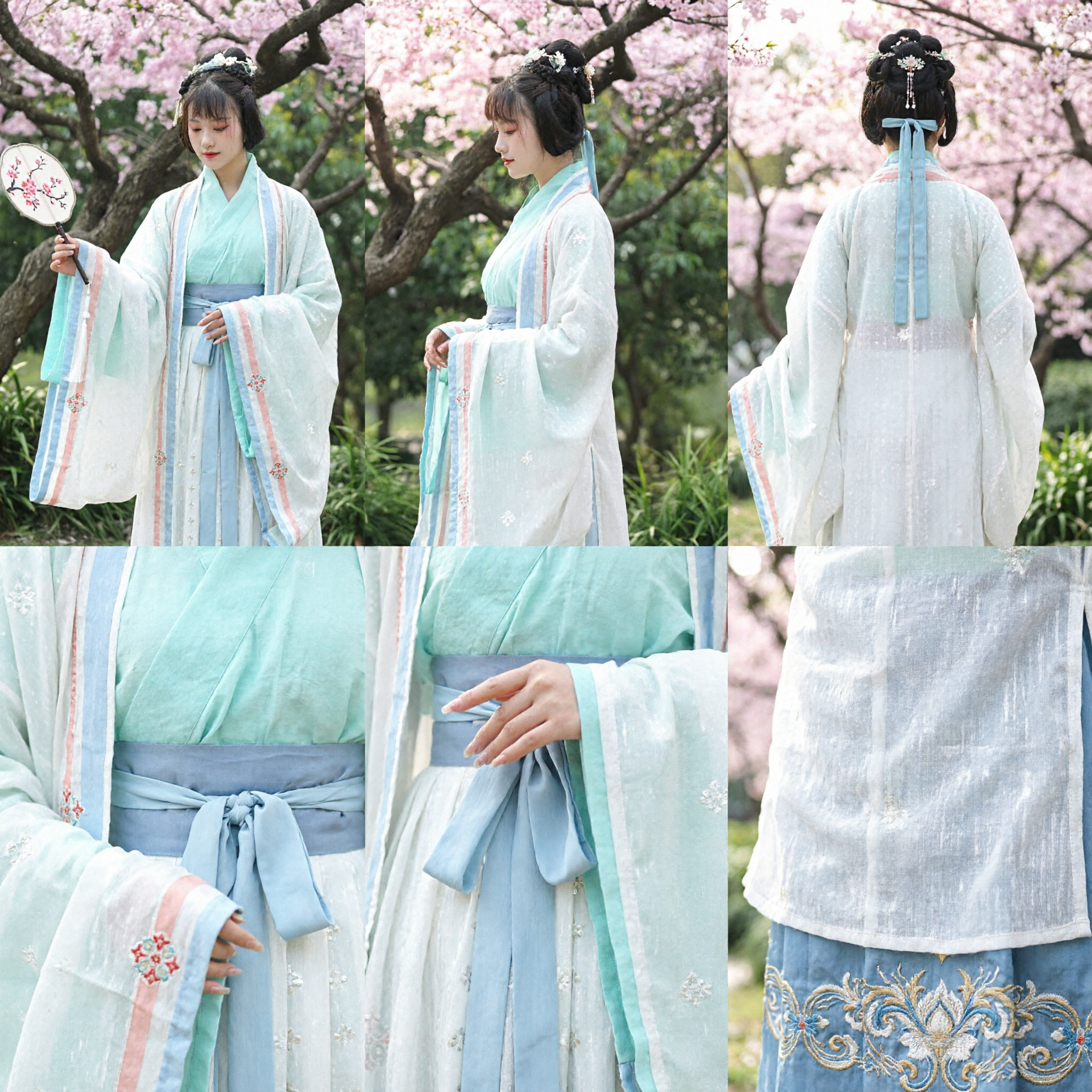 Costume Hanfu traditionnel chinois : robe de fée antique blanche et bleue à robe flottante pour femmes - Asian Costume