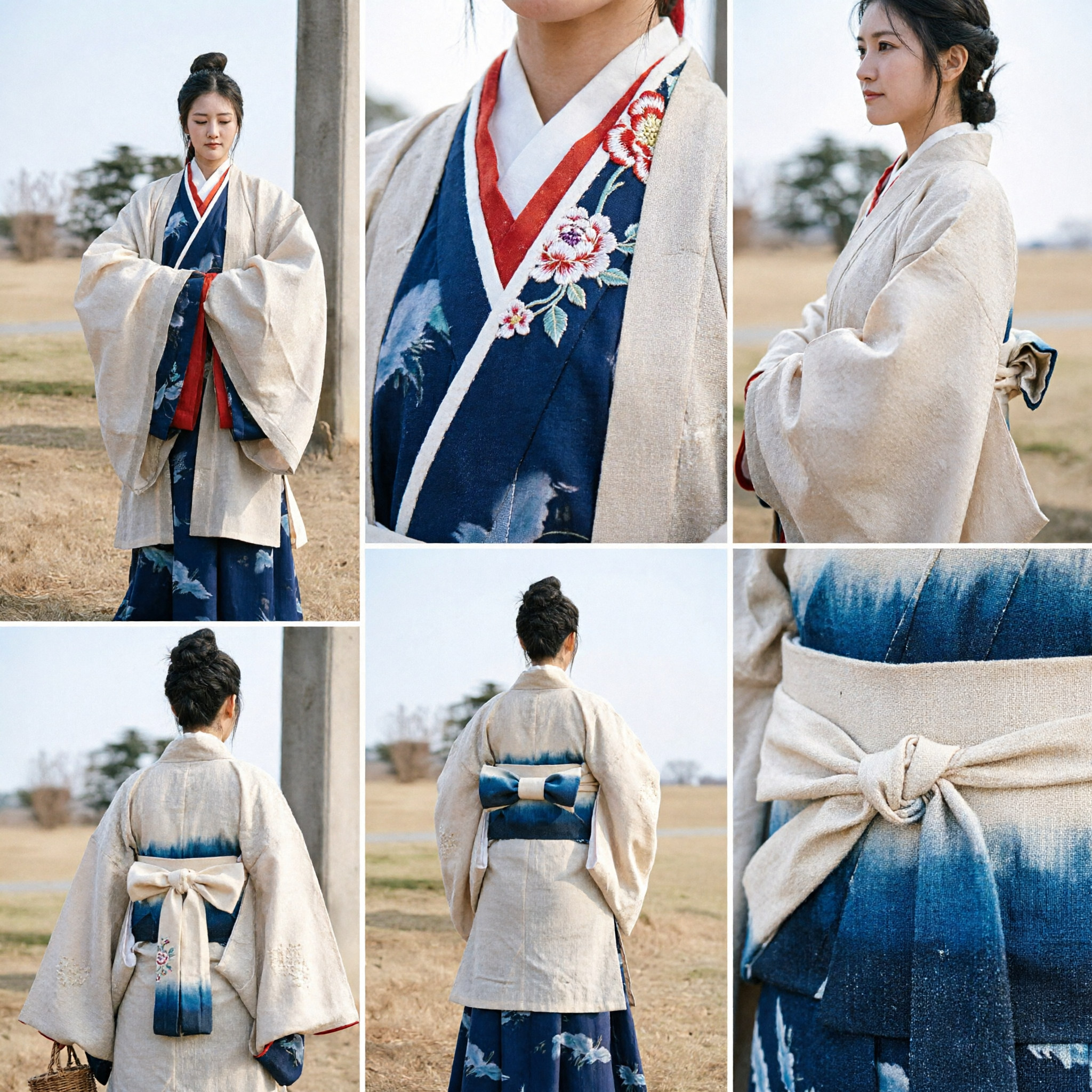 Costume Hanfu traditionnel chinois pour femmes : robe antique à manches larges beige crème, costume historique pour cosplay - Asian Costume