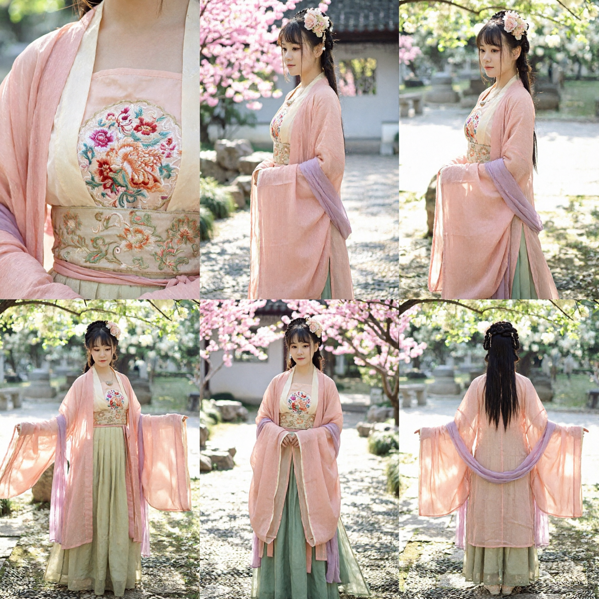 Chinese traditionele Hanfu kostuum vrouwen Tang-dynastie Ruqun antieke prinsessenjurk met bloemenborduursel - Asian Costume