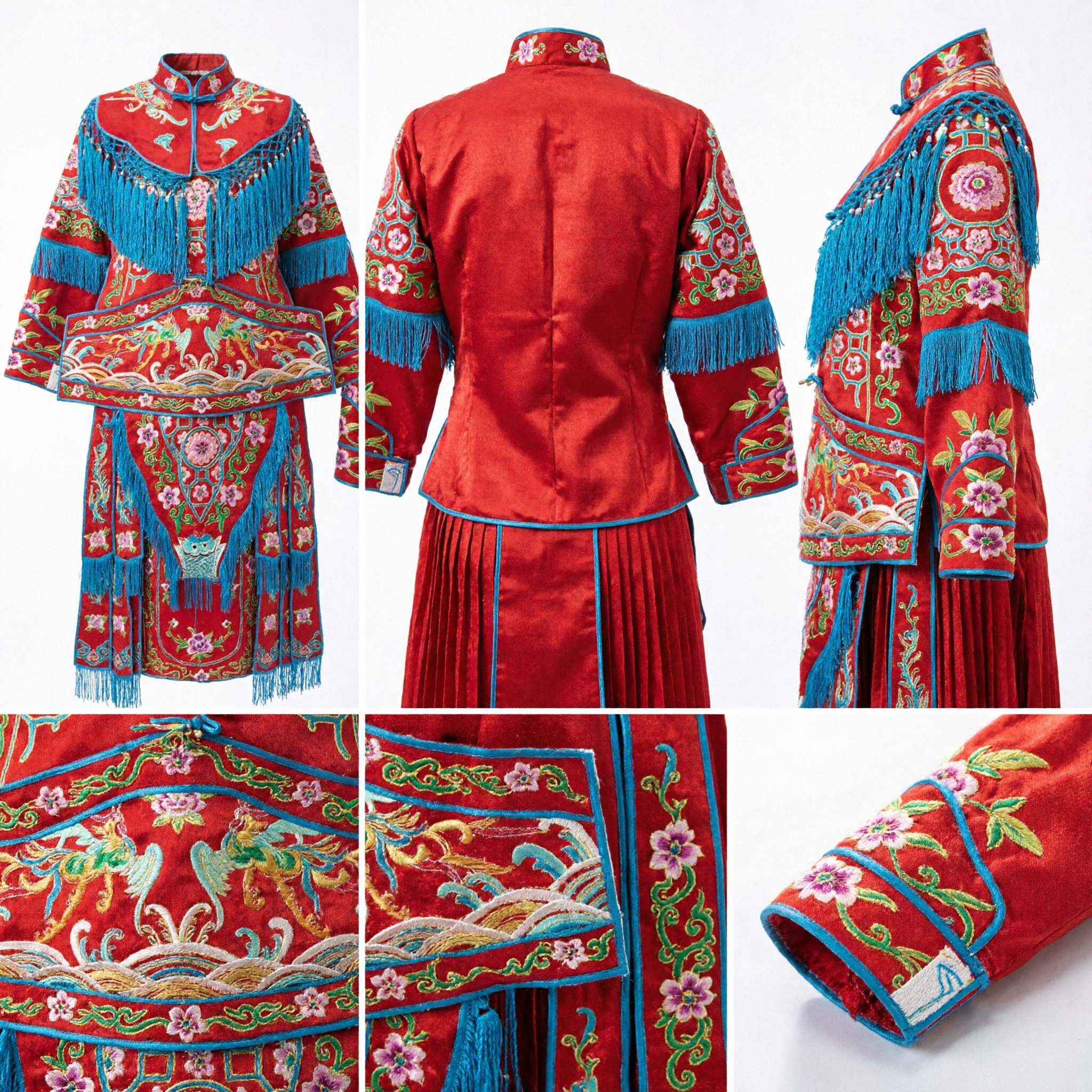 Traje de General Femenino de Ópera de Pekín Tradicional China Vestido Bordado con Fénix Rojo para Actuación en Escenario - Asian Costume