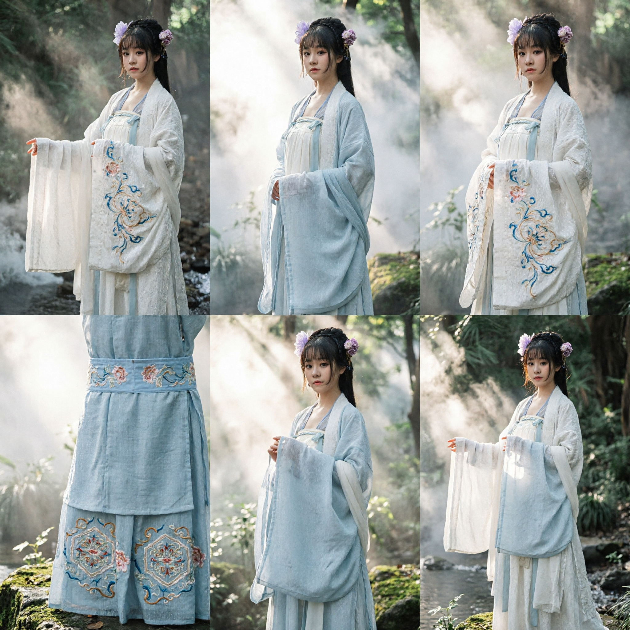 Traje Hanfu Tradicional Chinês Vestido Antigo Branco de Mangas Largas para Performance Feminina - Asian Costume