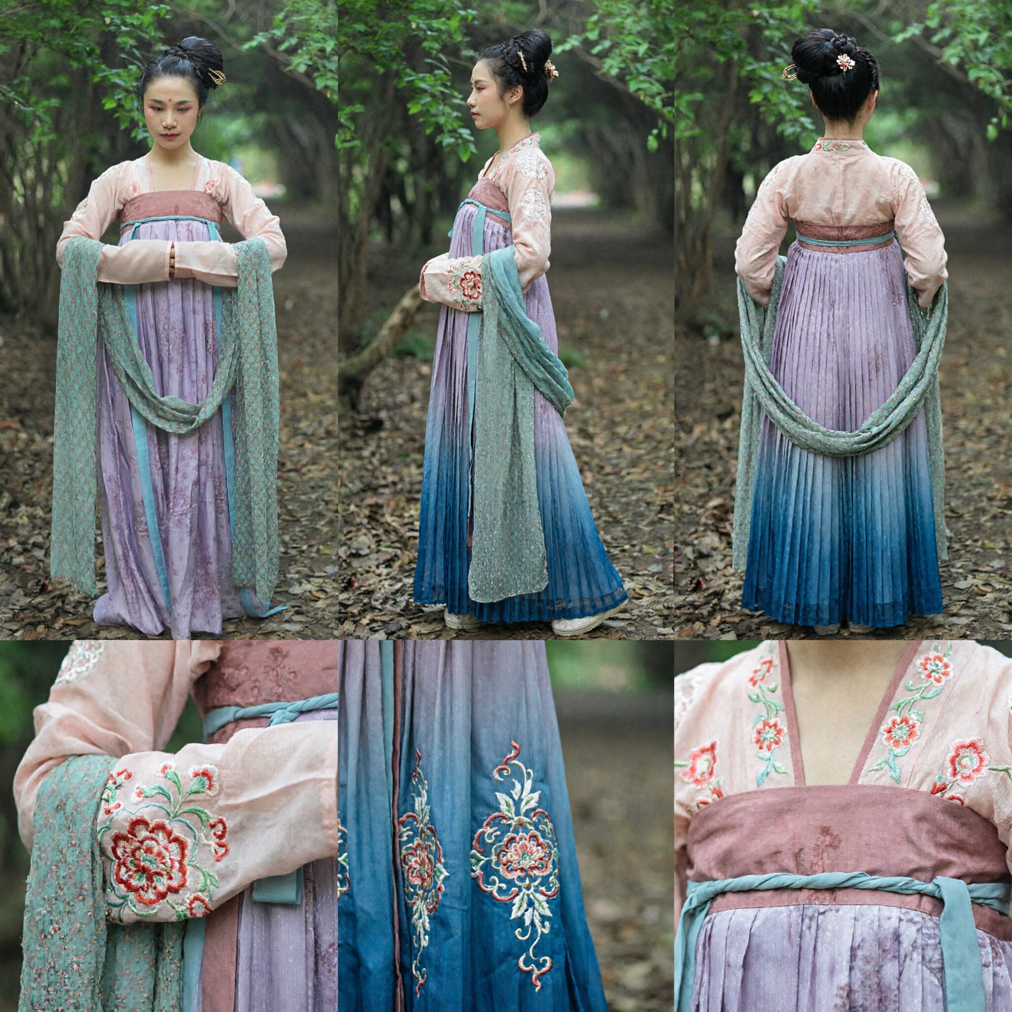 Elegantes traditionelles chinesisches Hanfu Tang-Dynastie Ruqun Antikes Kostüm Lila Rockkleid für Frauenauftritte - Asian Costume