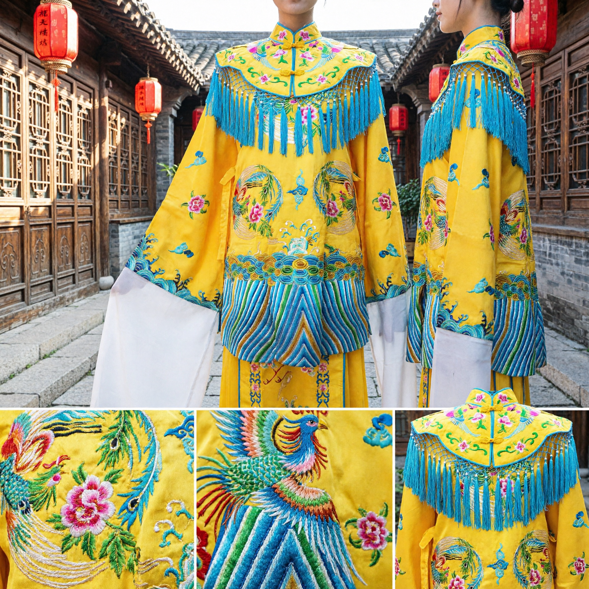 Traditionelles chinesisches Peking-Oper Gelb Drachen Robe Kaiserliches Kaiser-Kostüm Bestickte Bühnenkleidung für Männer - Asian Costume