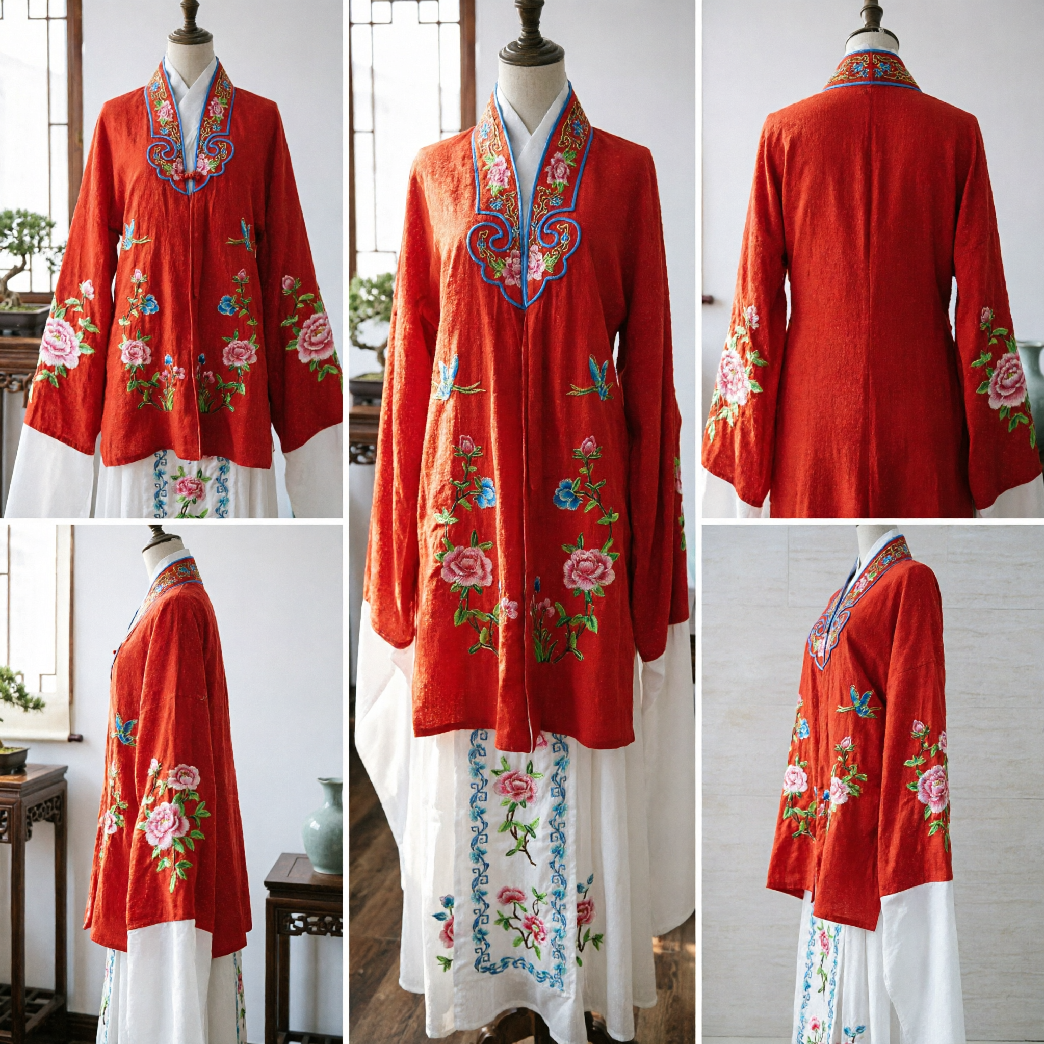 Traditional Chinese Peking Opera Red Embroidered Robe Ancient Stage Performance Costume for Theater and Cosplay - Asian Costume