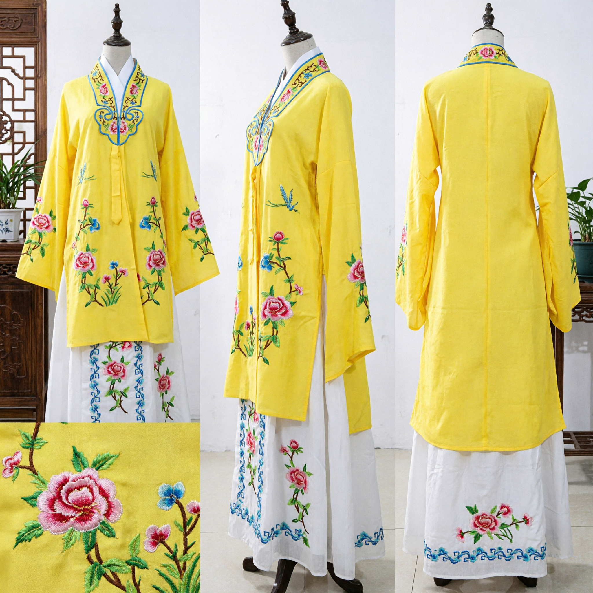 زي أوبرا بكين الصينية التقليدي الأصفر، رداء العالم القديم المطرز للرجال لأداء المسرح - Asian Costume