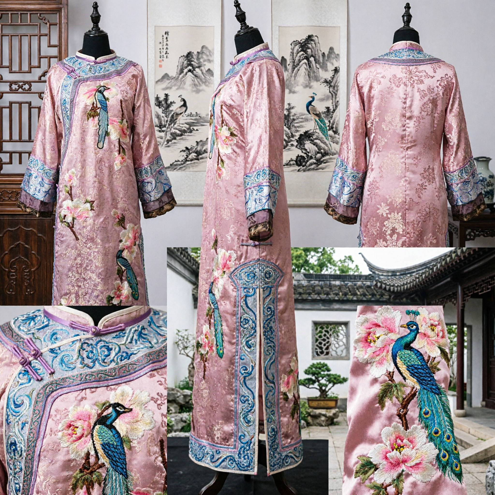 Costume Principessa Manciù Dinastia Qing Cinese Tradizionale Rosa Veste in Seta Ricamata Abito Antico per Donna - Asian Costume