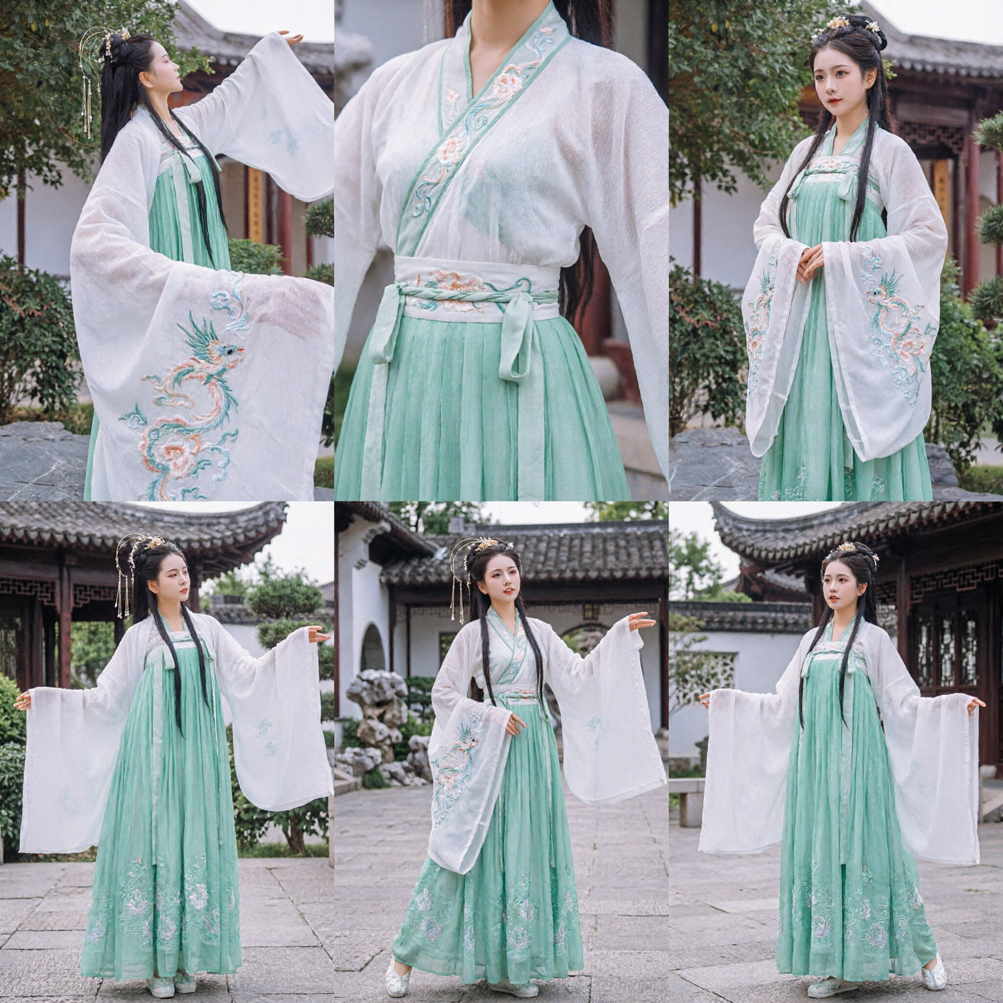Hanfu Chinois Élégant Vert, Robe Traditionnelle Dynastie Tang Ruqun, Costume Ancien pour Femmes Cosplay et Spectacle - Asian Costume