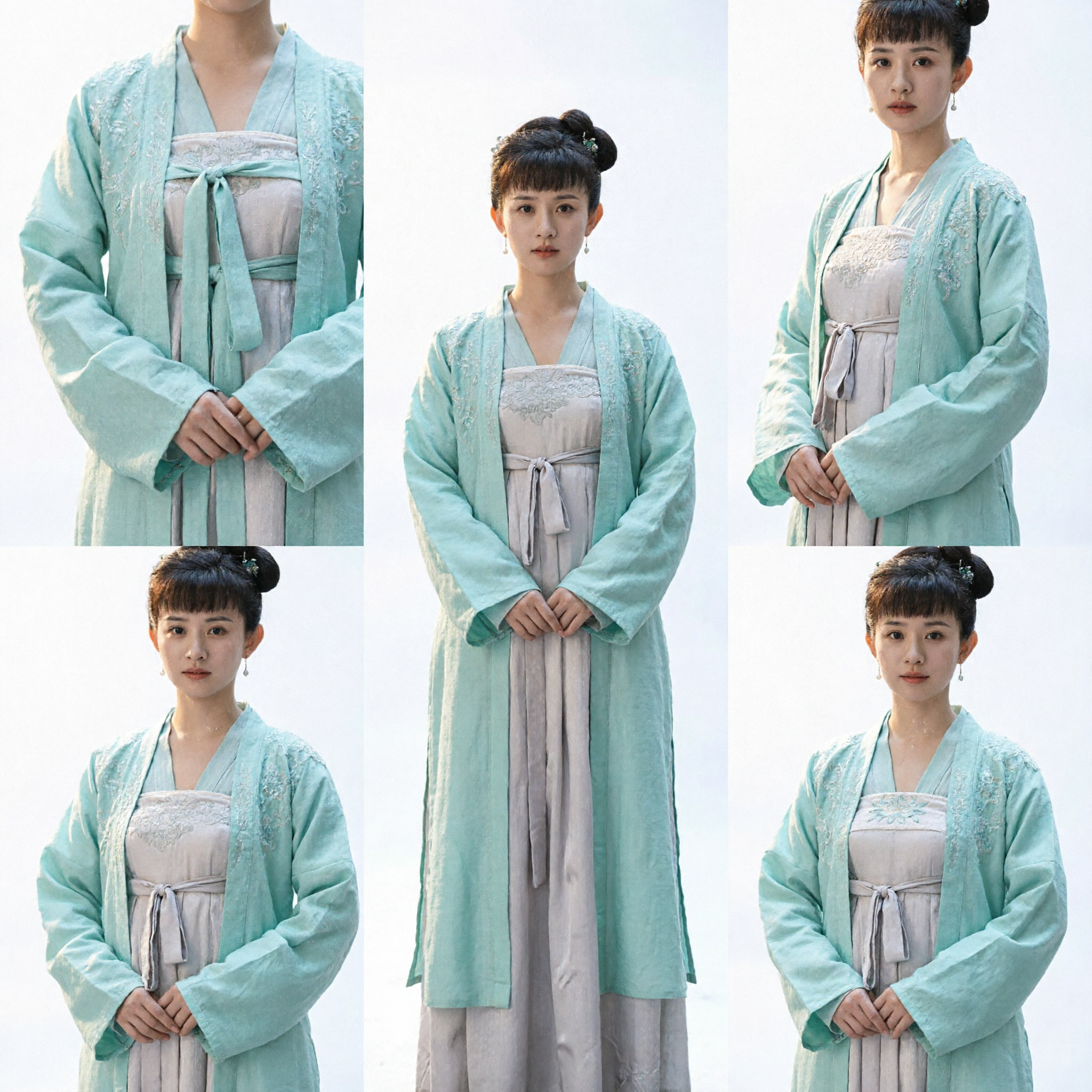 Traje de Doncella del Palacio Chino Antiguo, Hanfu de la Dinastía Song, Túnica Exterior Verde con Vestido Beige para Mujeres, Cosplay - Asian Costume