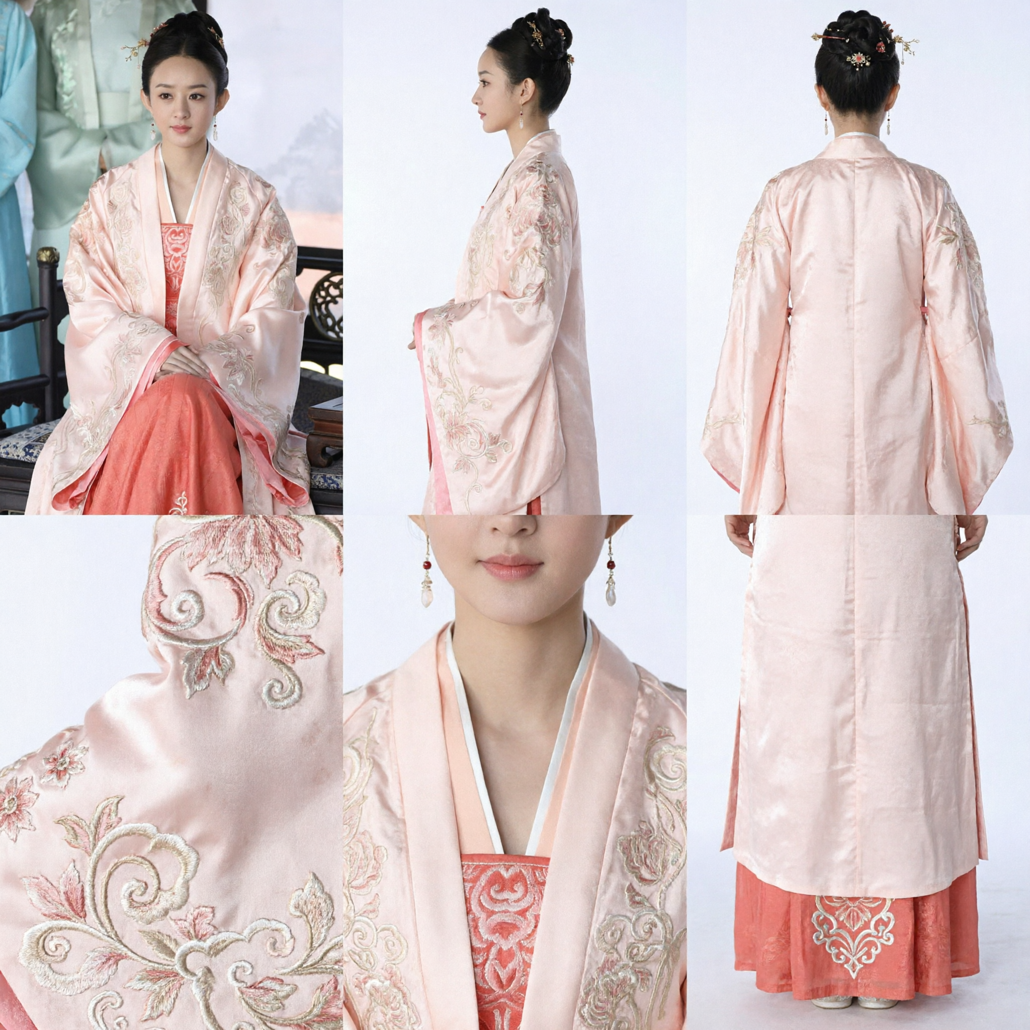 Antikes chinesisches Hanfu-Kostüm der Song-Dynastie, eleganter rosa bestickter Robe, traditionelles Kleid für Frauen Cosplay - Asian Costume