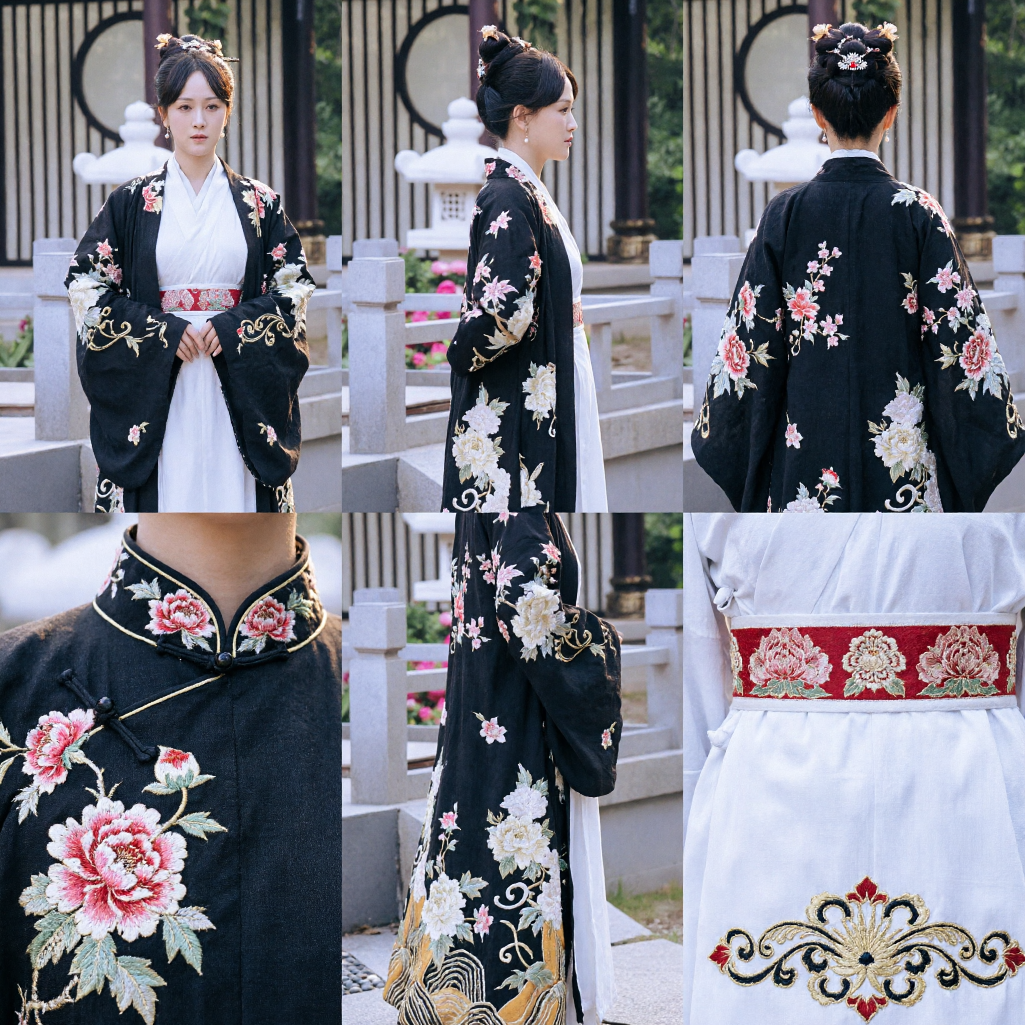 Elegant Oud Chinees Hanfu Kostuum Zwart Geborduurde Kraanvogel Gewaad en Witte Jurken voor Vrouwen Cosplay Fotografie - Asian Costume