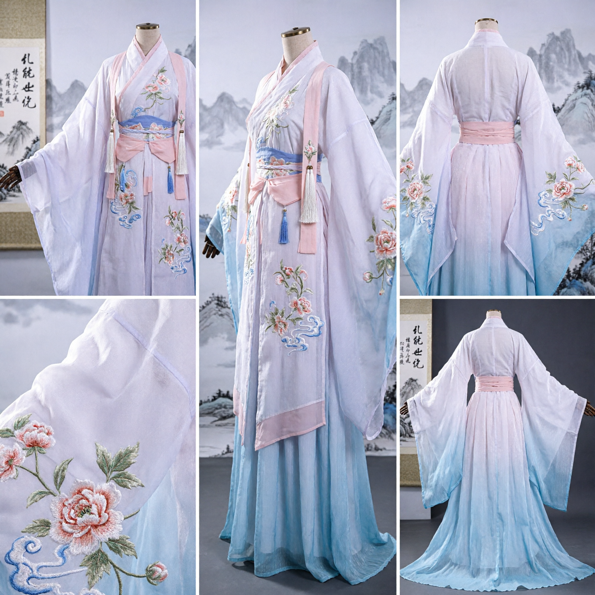Traje Hanfu Chinês Tradicional Vestido Antigo de Fada Branco com Bordado Floral para Mulheres Cosplay - Asian Costume