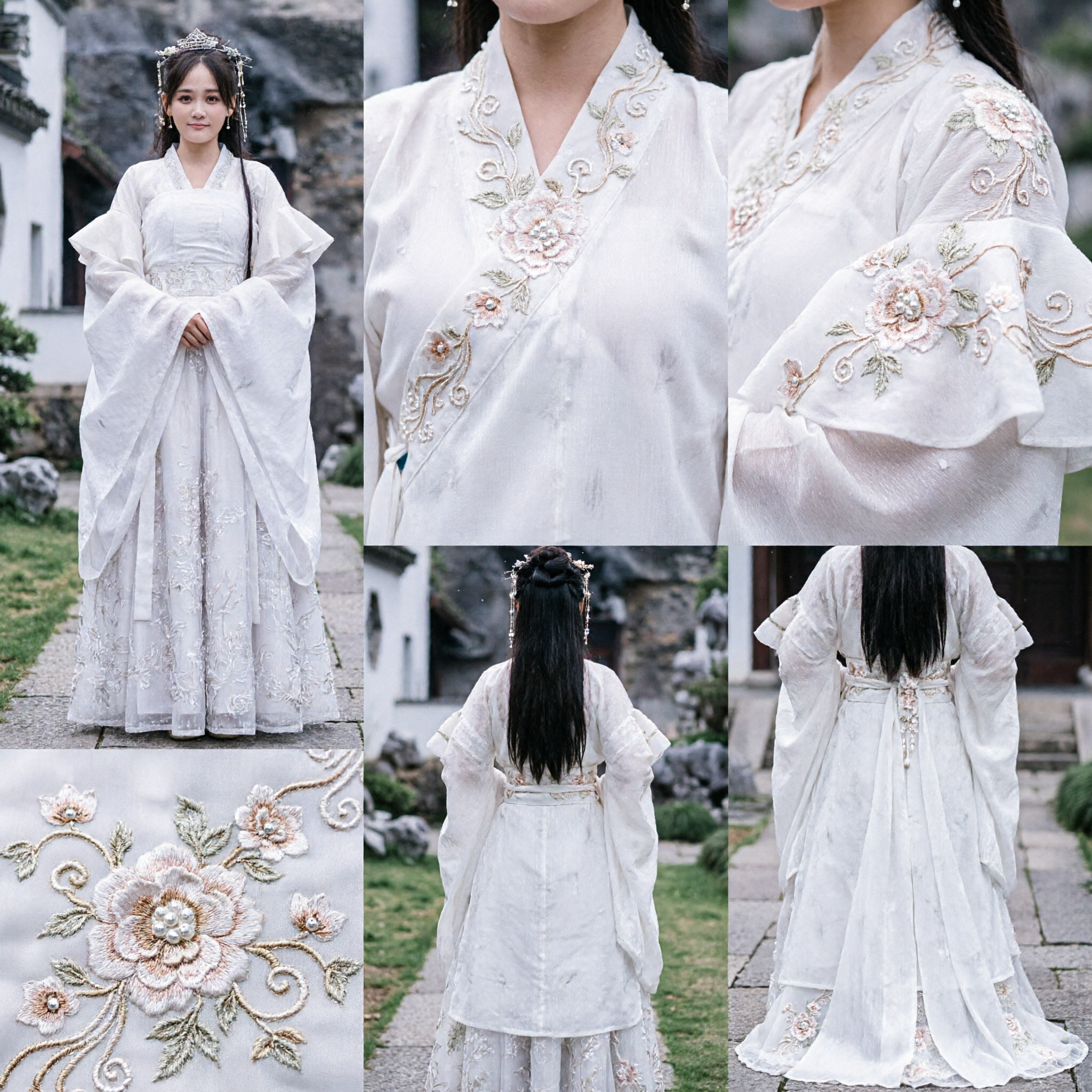 Elegancka Biały Chiński Hanfu Tradycyjny Strój Starożytna Suknia Wróżki dla Kobiet Cosplay i Fotografia - Asian Costume