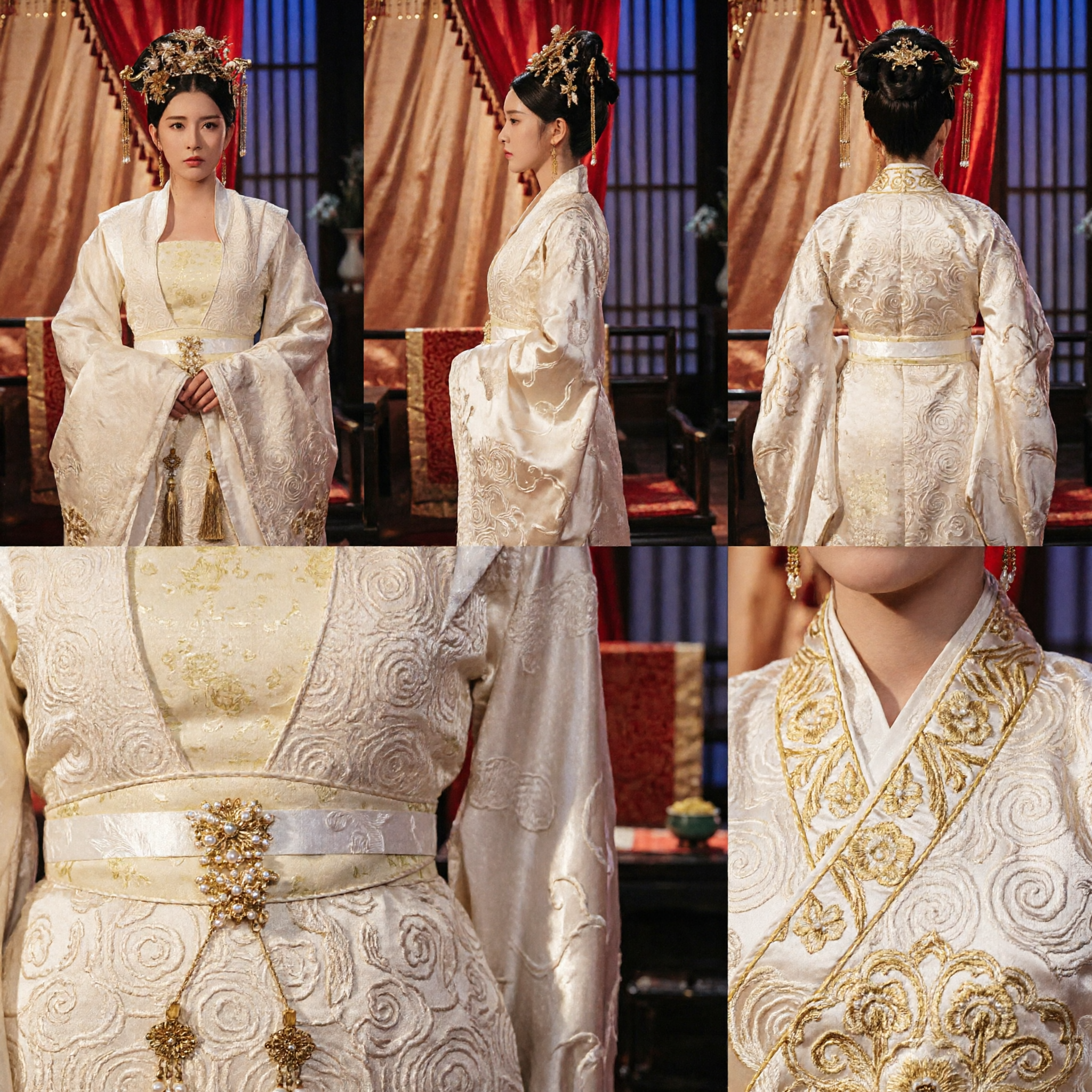 Costume Hanfu da Antica Dama di Palazzo Cinese Abito Tradizionale da Imperatrice Bianco per Donne Cosplay Storico - Asian Costume