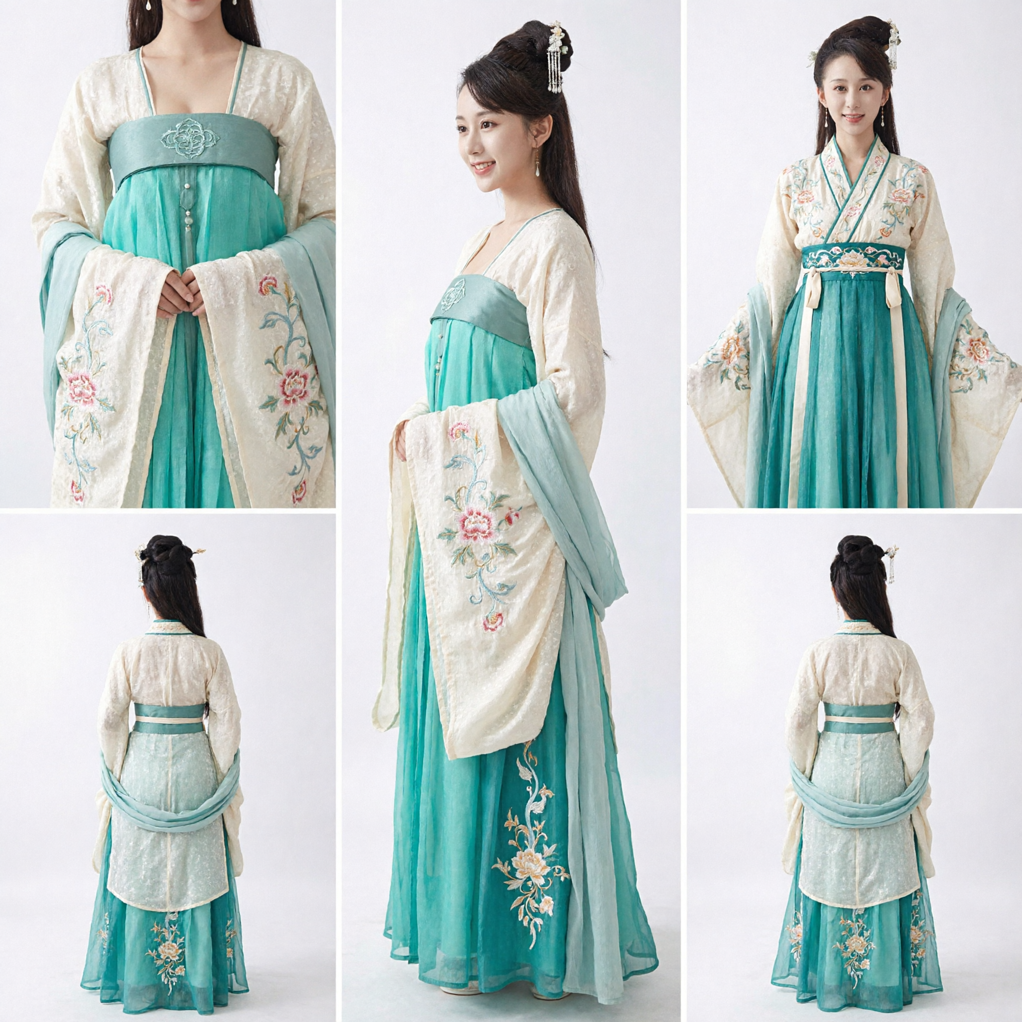 Elegantes blaugrünes Hanfu Ruqun-Kleid Traditionelles chinesisches antikes Kostüm für Frauen Cosplay Party Aufführung - Asian Costume