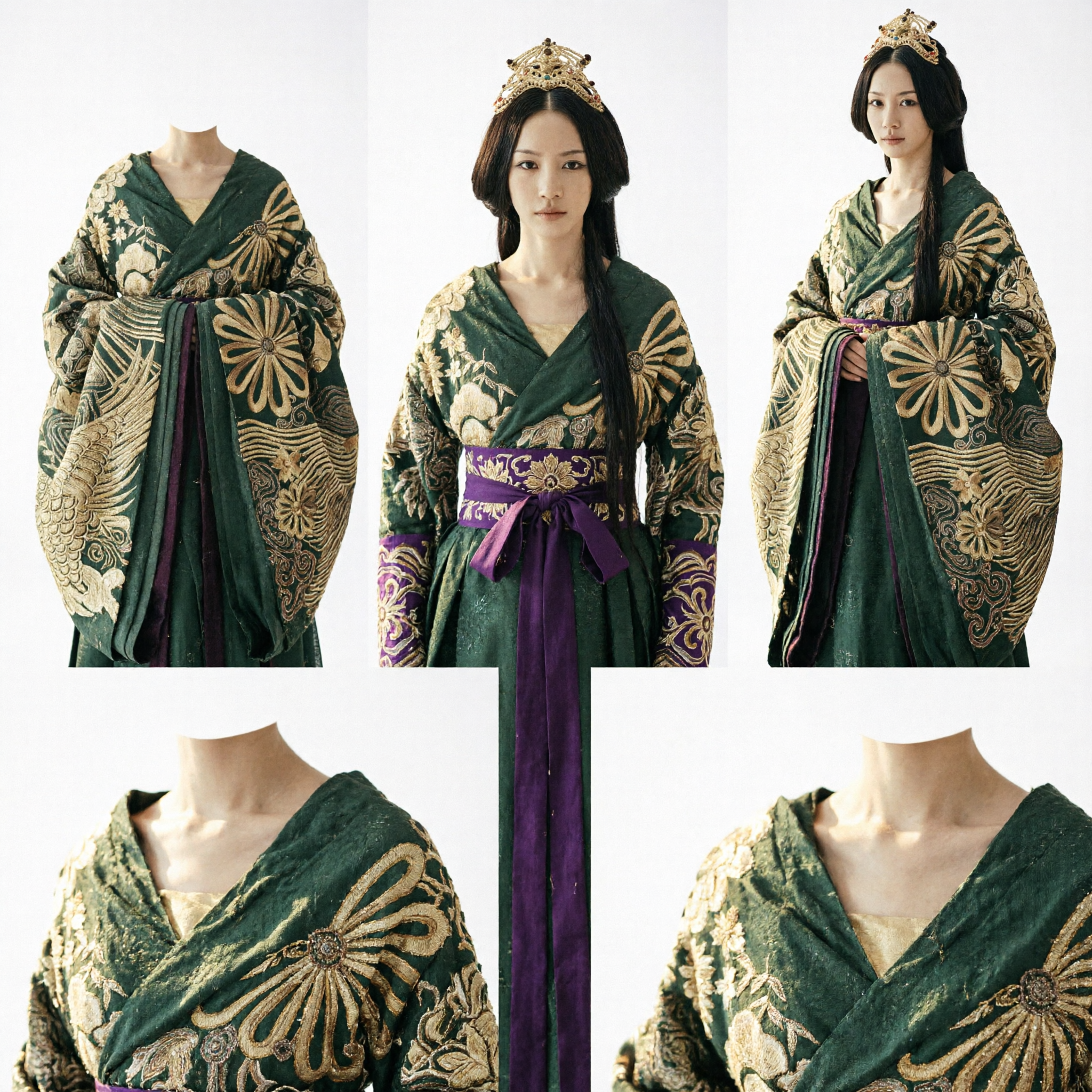 Vestido Hanfu Verde de Dama de Palacio China Antigua Traje de Emperatriz con Bordado Dorado Atuendo Tradicional de Cosplay para Mujer - Asian Costume