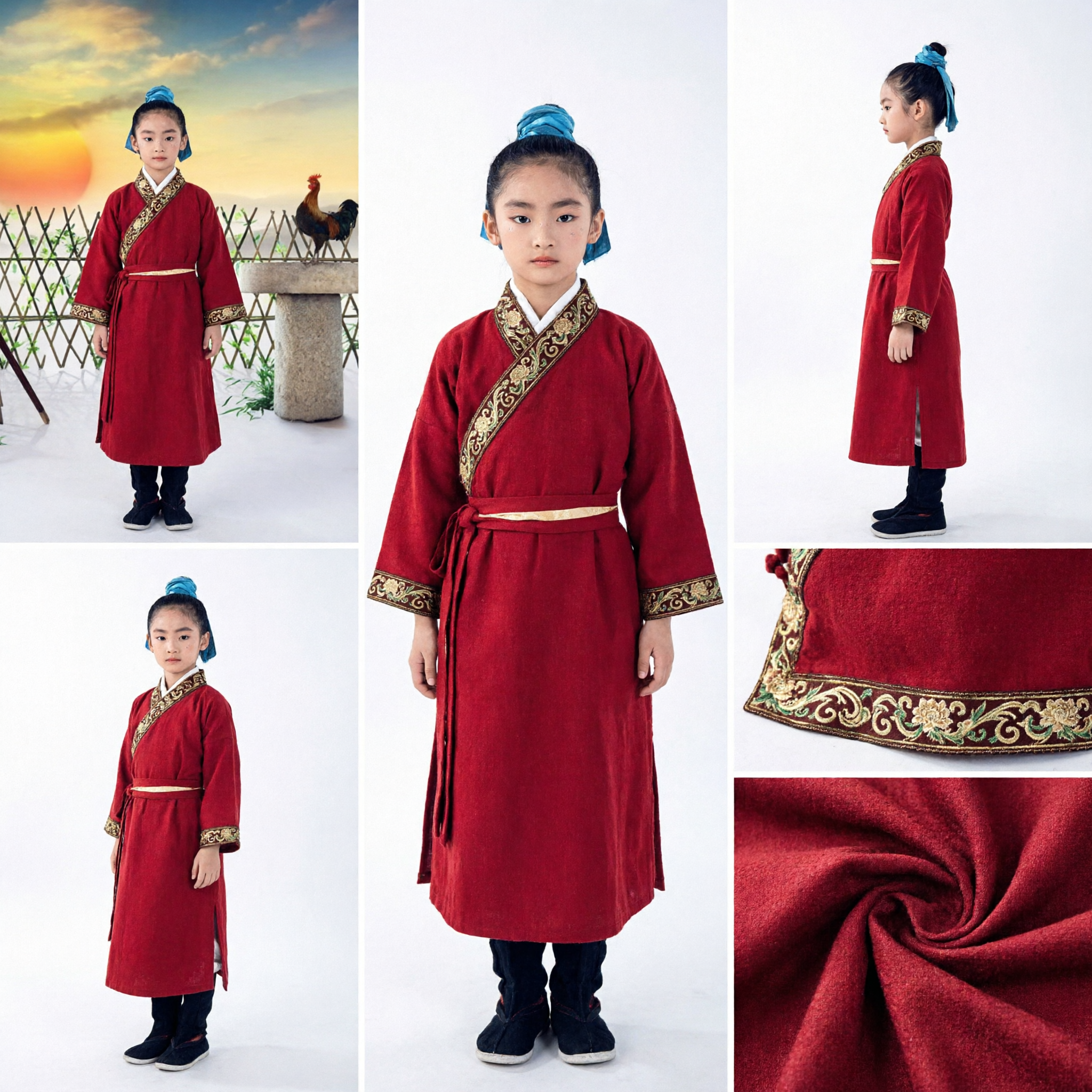 Traje Tradicional Rojo de Kung Fu para Niñas Uniforme de Artes Marciales Chinas Wushu Tai Chi - Asian Costume