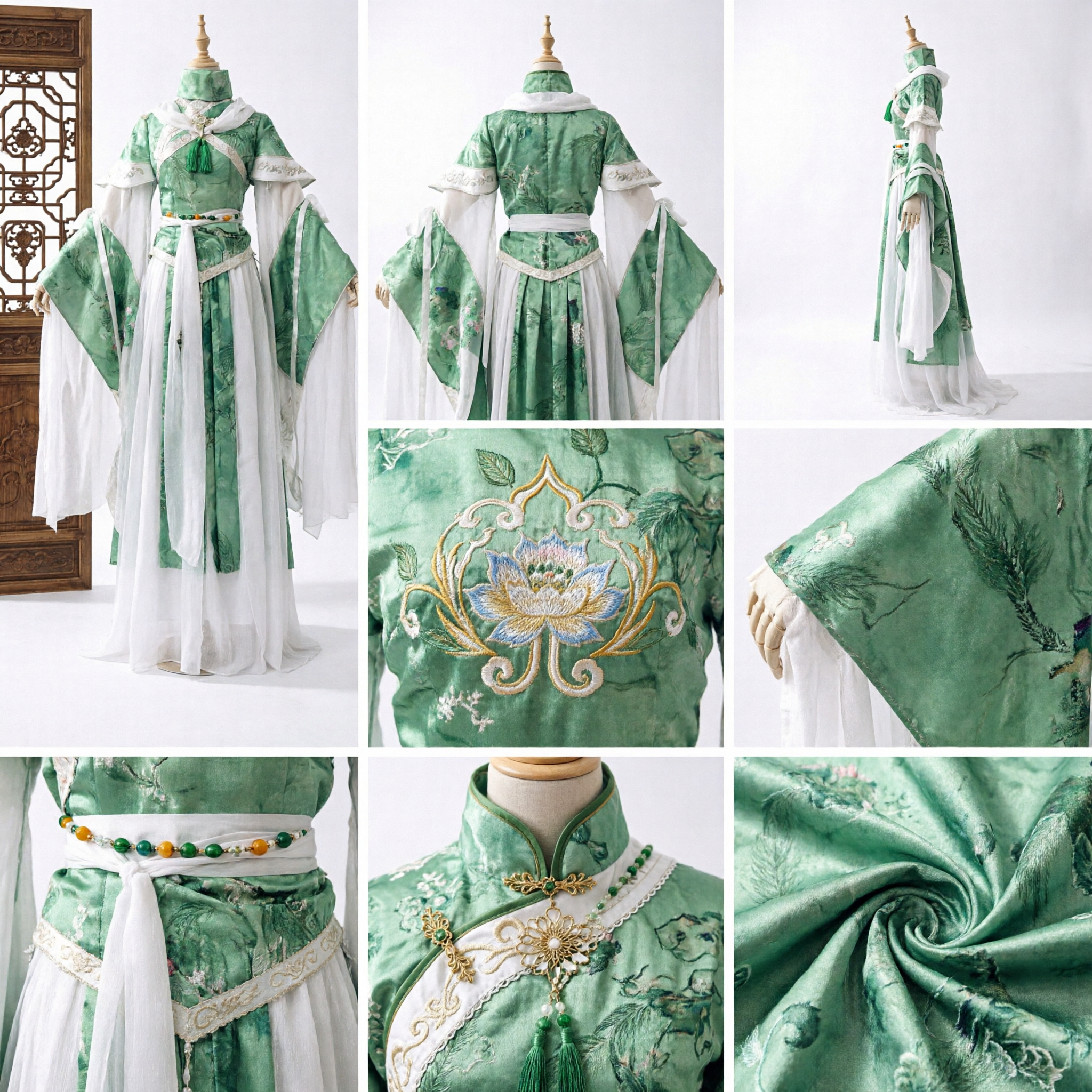 Elegante Vestido de Hada Hanfu Antiguo Chino Verde, Traje de Cosplay de Espadachina Wuxia Tradicional para Mujer - Asian Costume