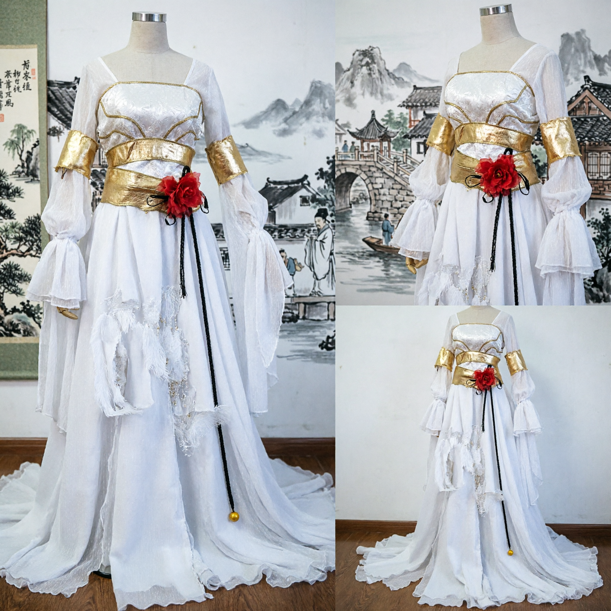 Elegant Wit Chinees Oud Feeënkostuum Godin Hanfu Jurk voor Vrouwen Cosplay Podiumshow - Asian Costume